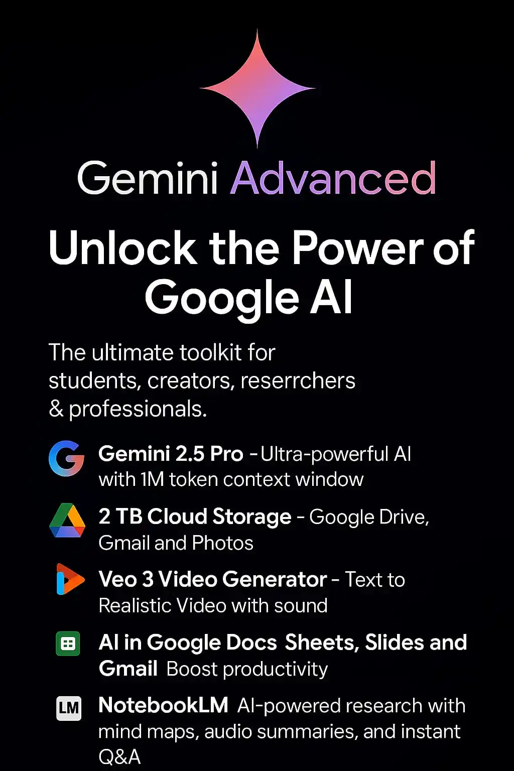 Image from Prime Seo Tools 🔥: *✨ Gemini AI Pro + 2TB Google Storage*  🗓 *Validity: 15 Months* 📧 *A...