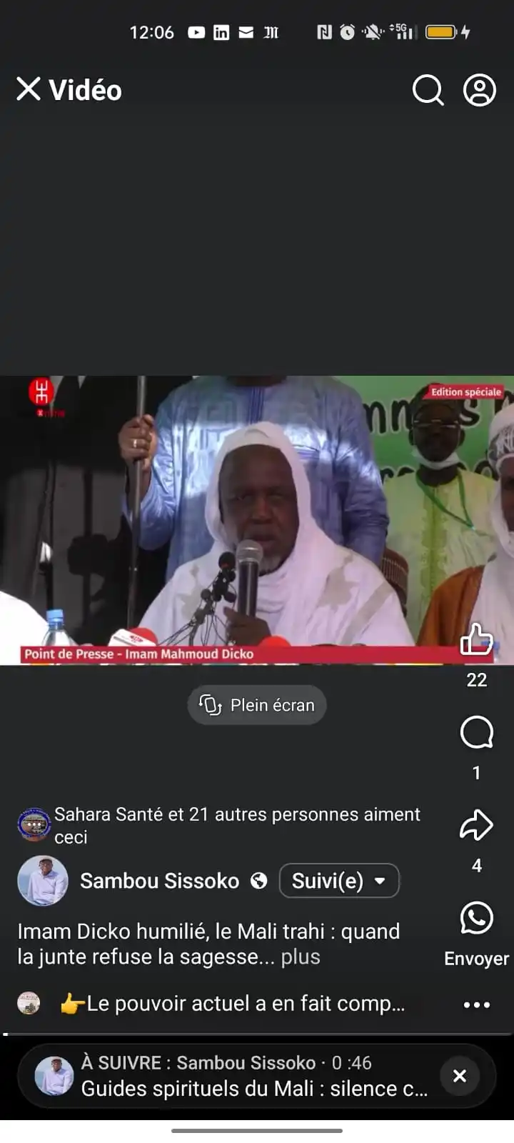 Image from Le Méhari Post de Mohamed AG Ahmedou du MTRM: Imam Dicko humilié, le Mali trahi : quand la junte refuse la sagesse ...