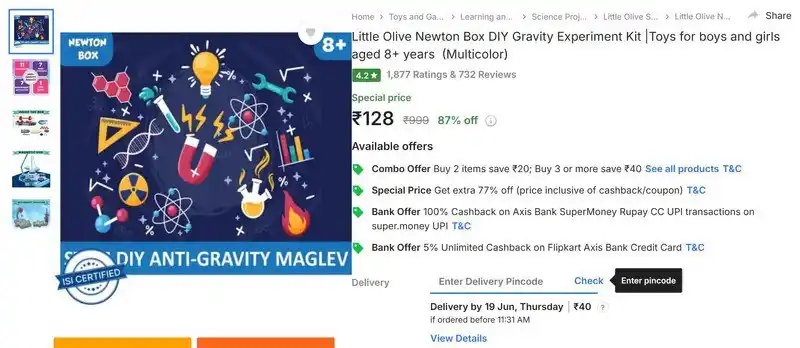 Image from Flipkart Loot Deals ✅: Little Olive Newton Box DIY Gravity Expe @ 128 https://fkrtt.in/OP...
