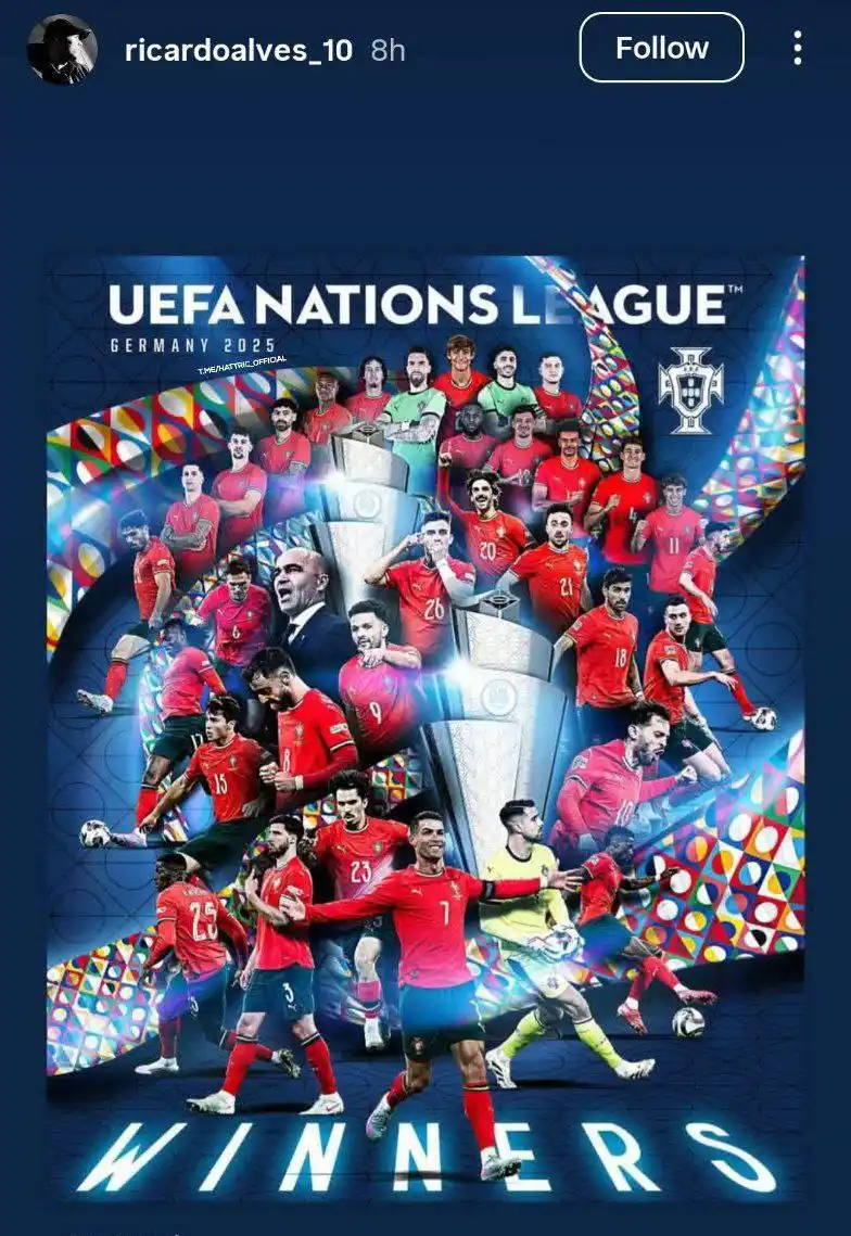 Image from ⚽ فوتبال جهان 🌏: واکنش ریکاردو آلوز، بازیکن پرتغالی تراکتور به قهرمانی تیم ملی کشورش در...