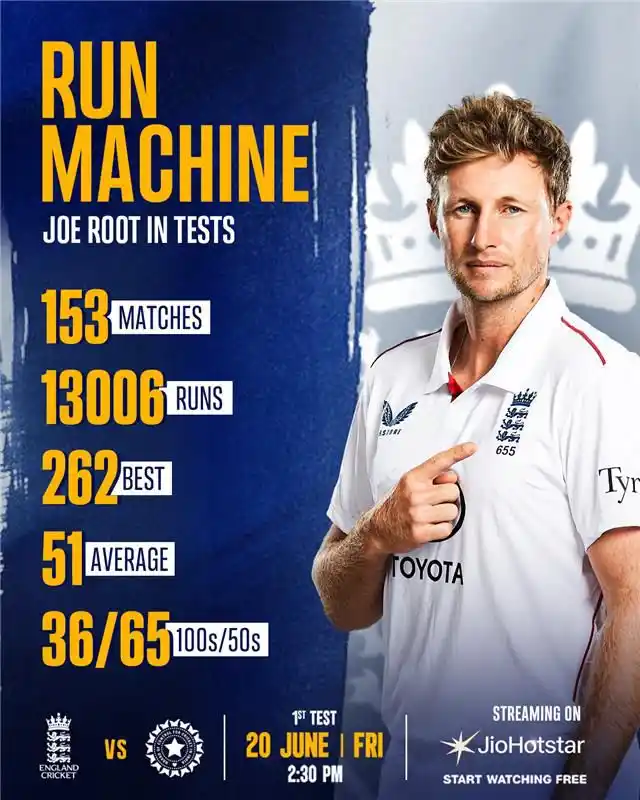 Image from Star Sports India: *Roooooooootttttttt! 🗣️🔥* England’s talismanic run-machine and Test...