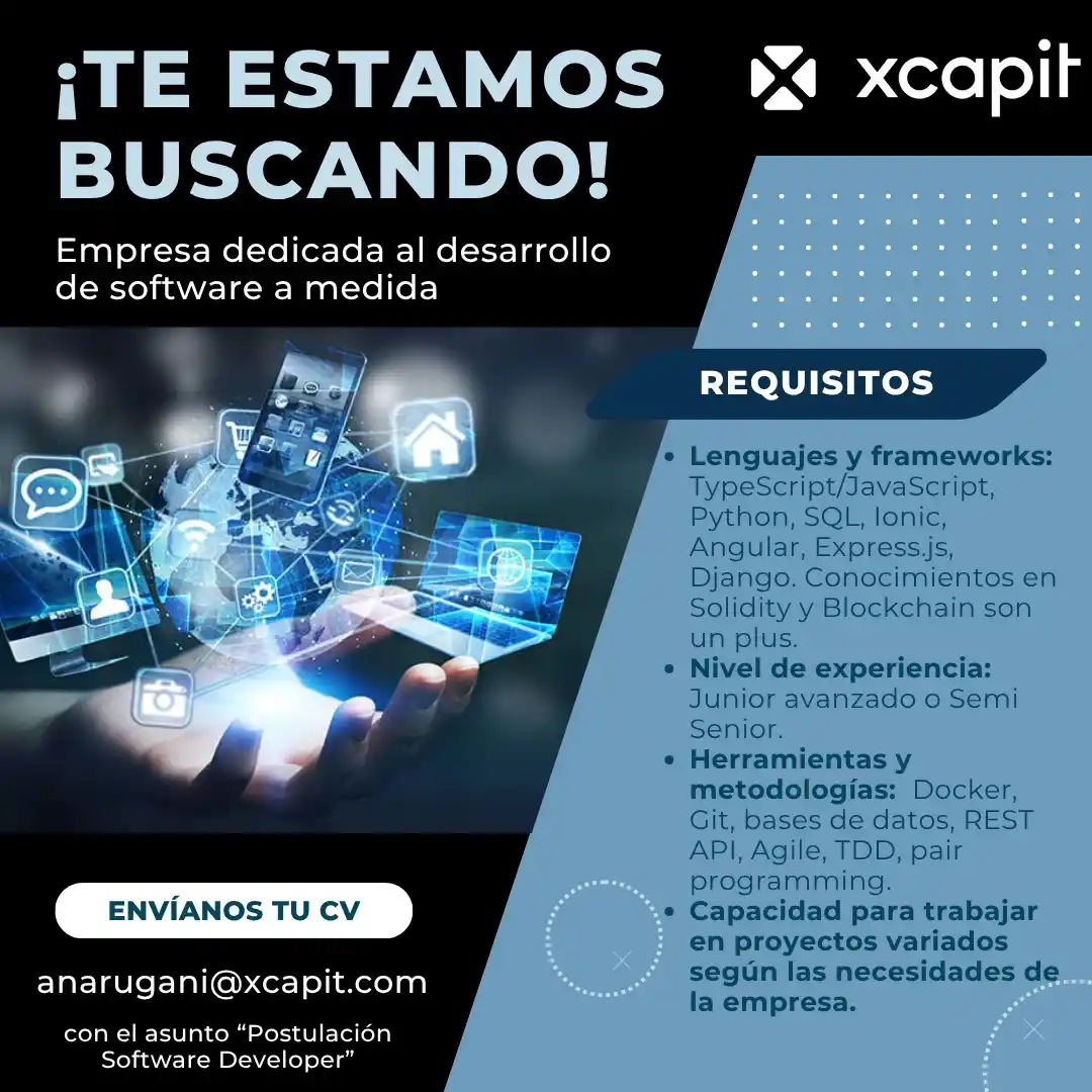 Image from Empleos Catamarca: ``` **Software Developer Full-Stack - 100% Remoto** ¿Eres un desarro...