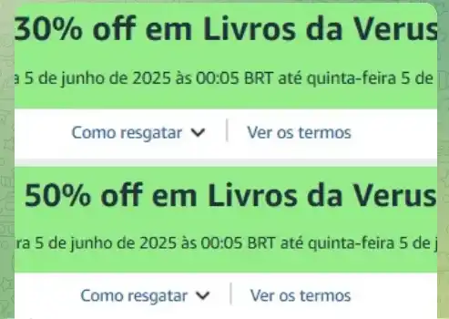 Image from Livros no Precinho: 🔥 *Acabam à meia-noite!!!!!* 📚 50% OFF em livros da Verus 🎟 Cupom:...