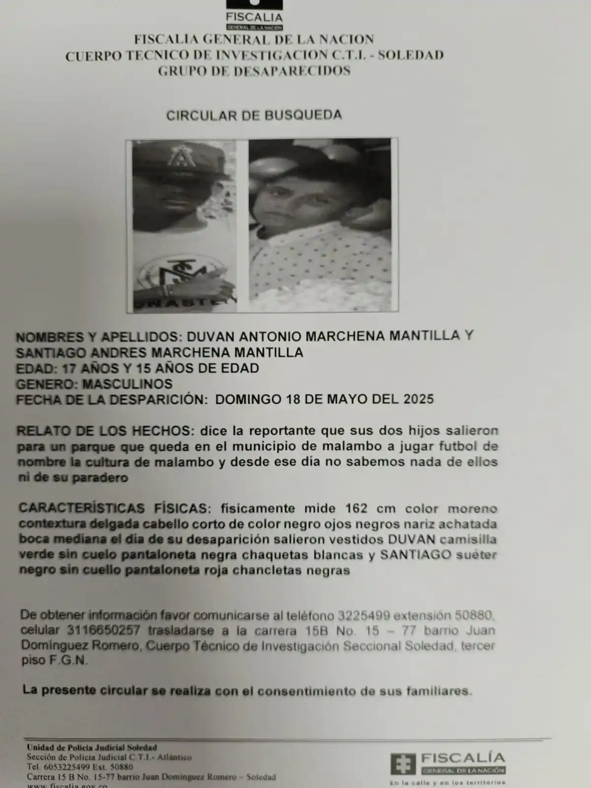 Image from Malambo News Canal Informativo: *Al menos 4 jóvenes se encuentran desaparecidos en Malambo.* @malambo...