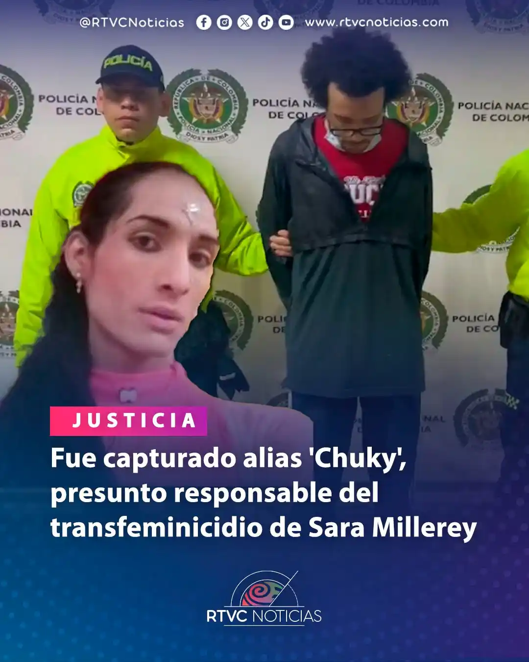 Image from RTVC Noticias 🇨🇴: 🚨 Alias Chuky fue enviado a prisión por orden de un juez, tras ser se...