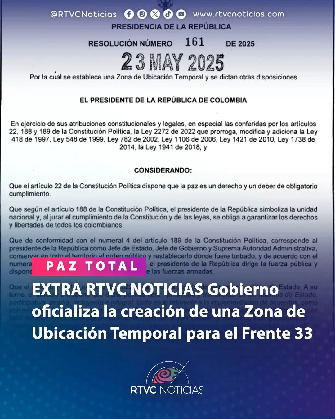 Image from RTVC Noticias 🇨🇴: ¡ATENCIÓN! 🚨Primicia de <a class="text-blue-500 hover:underline curso...