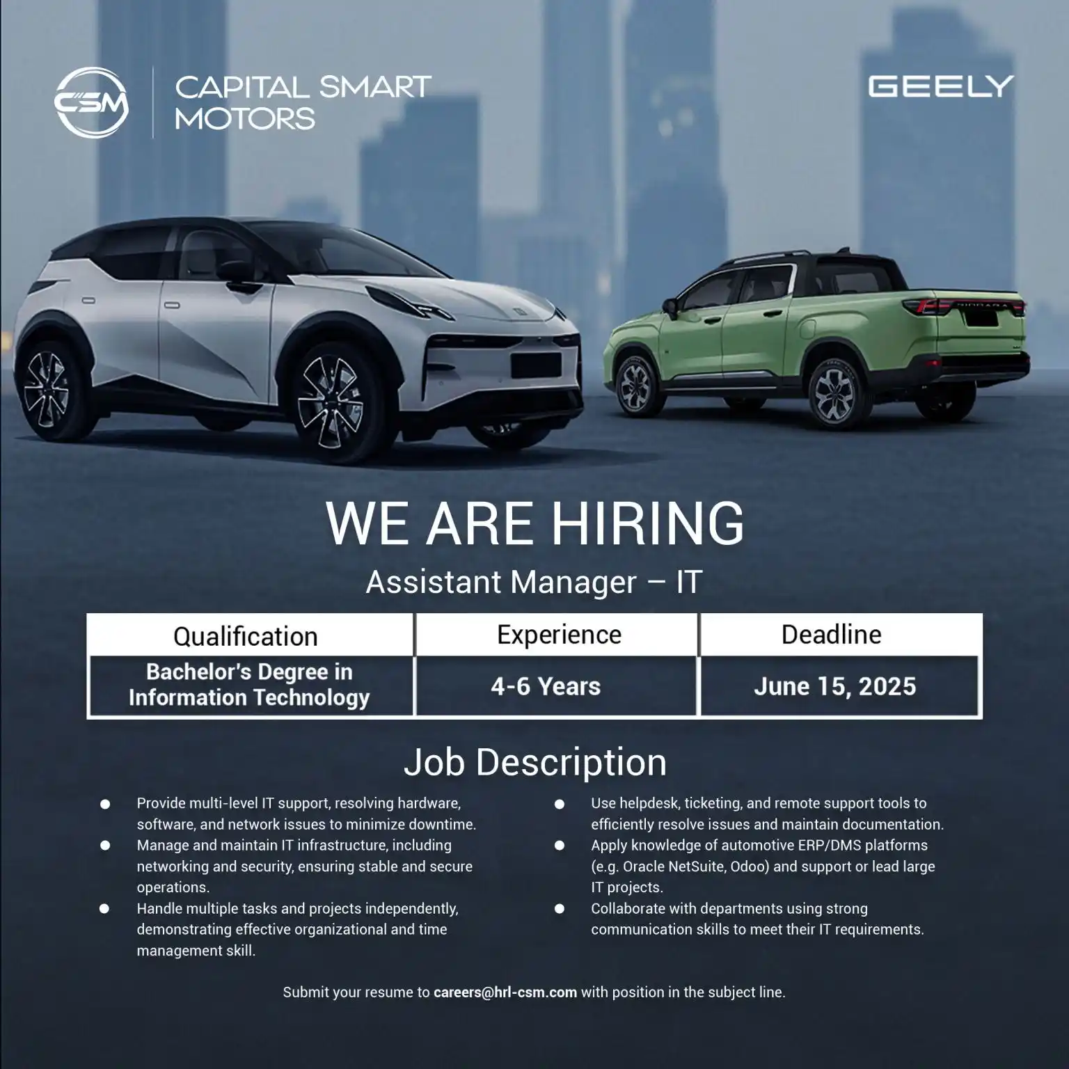 Image from WorldWide Job Links 🌐: Career Opportunity Capital Smart Motors is looking for an Assistant ...