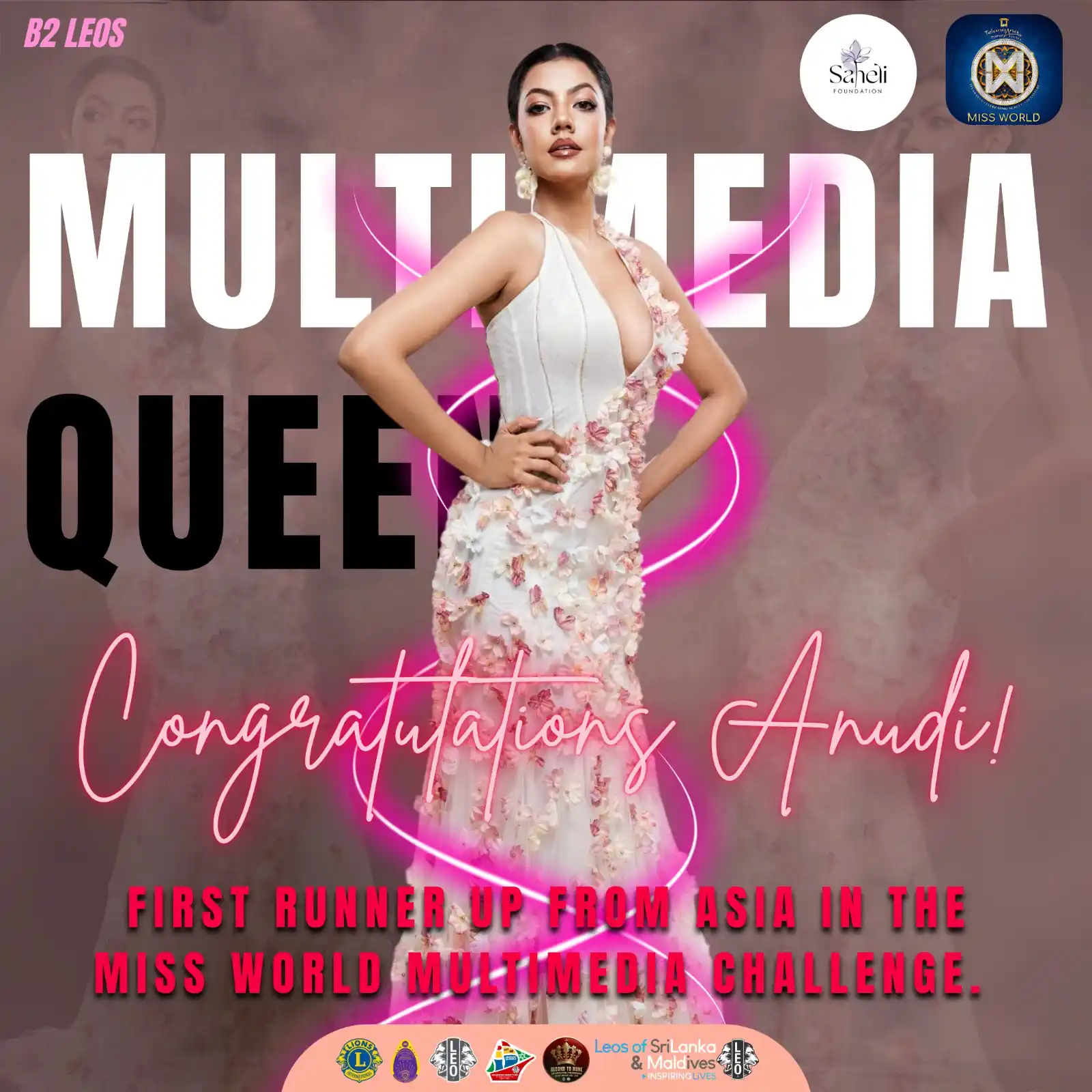 Image from Leo District 306B2, Sri Lanka & Maldives: Dear Anudi, 👸🏻  Congratulations on making history as the First Runne...