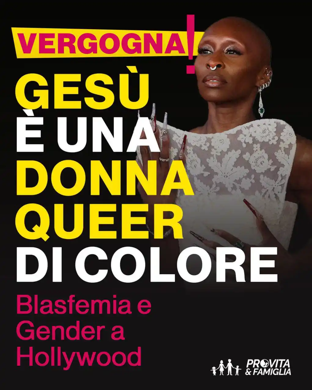 Image from Pro Vita & Famiglia : *DONNA QUEER INTERPRETA GESÙ A HOLLYWOOD* 🚨 Cynthia Erivo, attrice ...