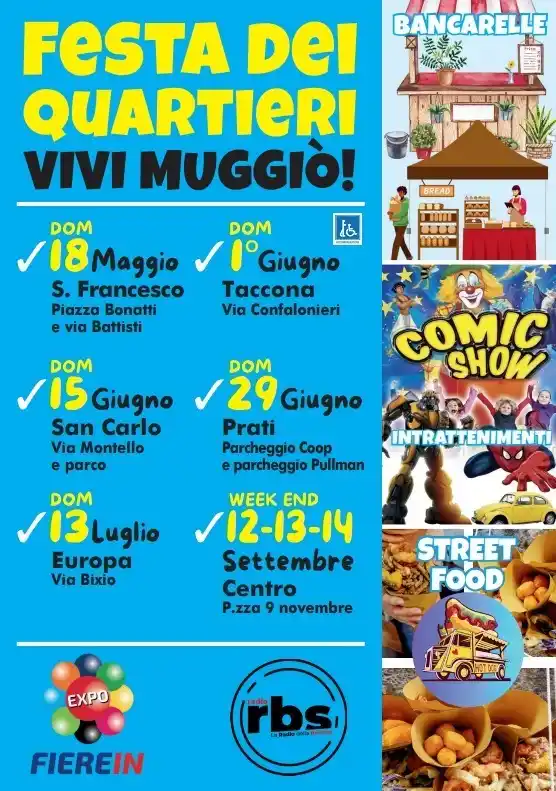 Image from Comune di Muggiò: 🎉 *Festa dei Quartieri: Quartiere San Carlo* *Domenica 15 giugno* pro...