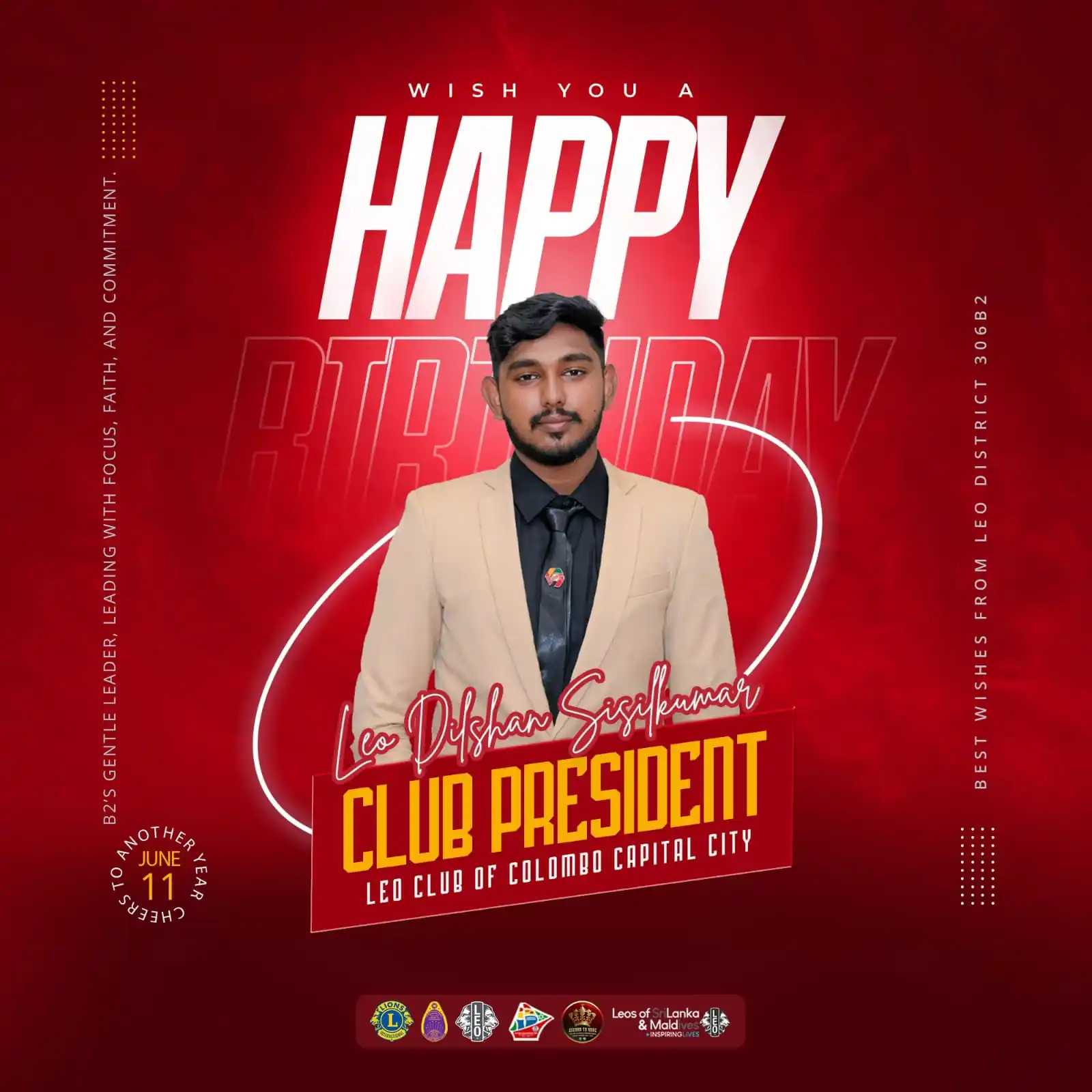 Image from Leo District 306B2, Sri Lanka & Maldives: Happy Birthday to Leo Dilshan Sisilkumar, Club President, Leo Club of ...