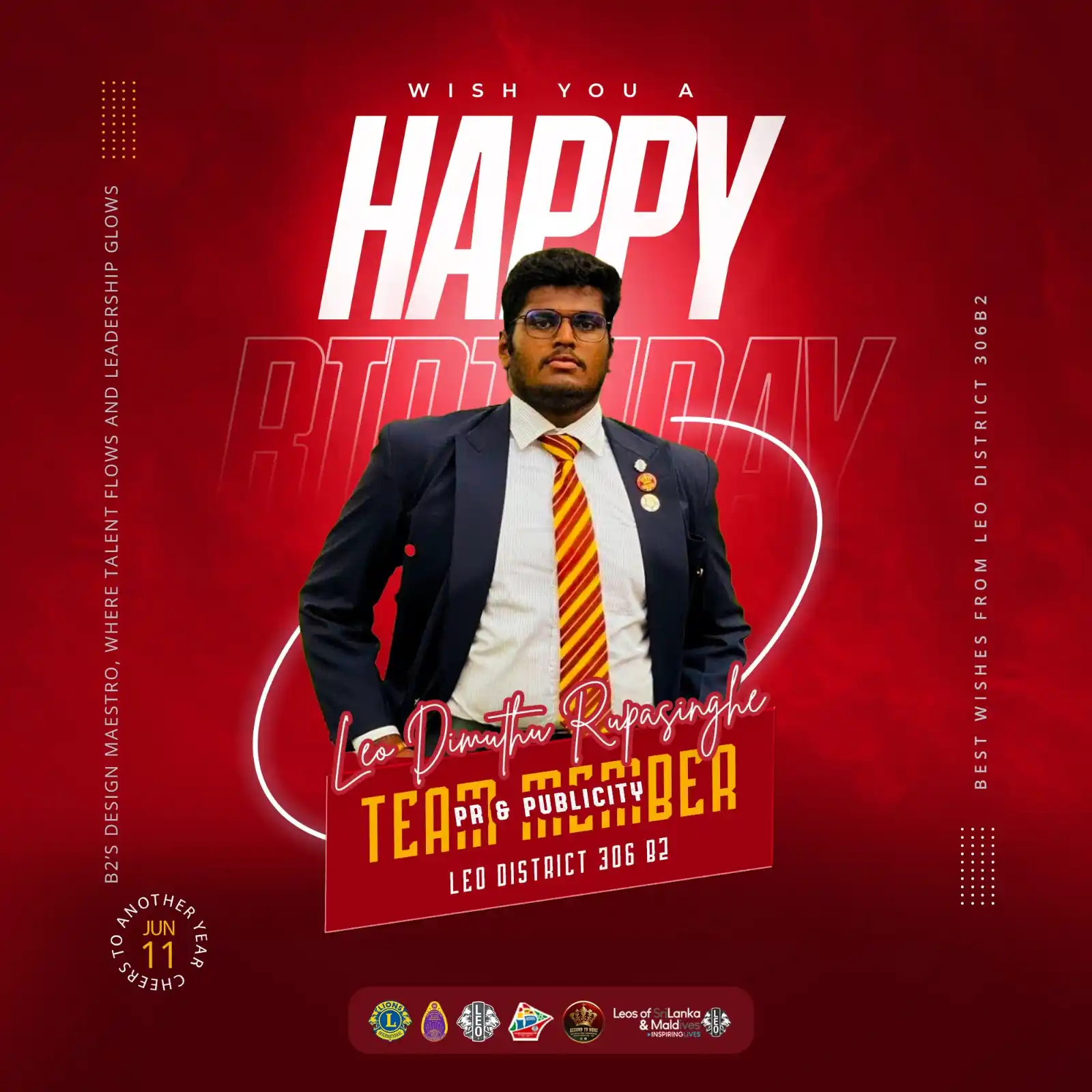 Image from Leo District 306B2, Sri Lanka & Maldives: Happy Birthday to Leo Dimuthu Rupasinghe, Team Member - PR & Publicity...