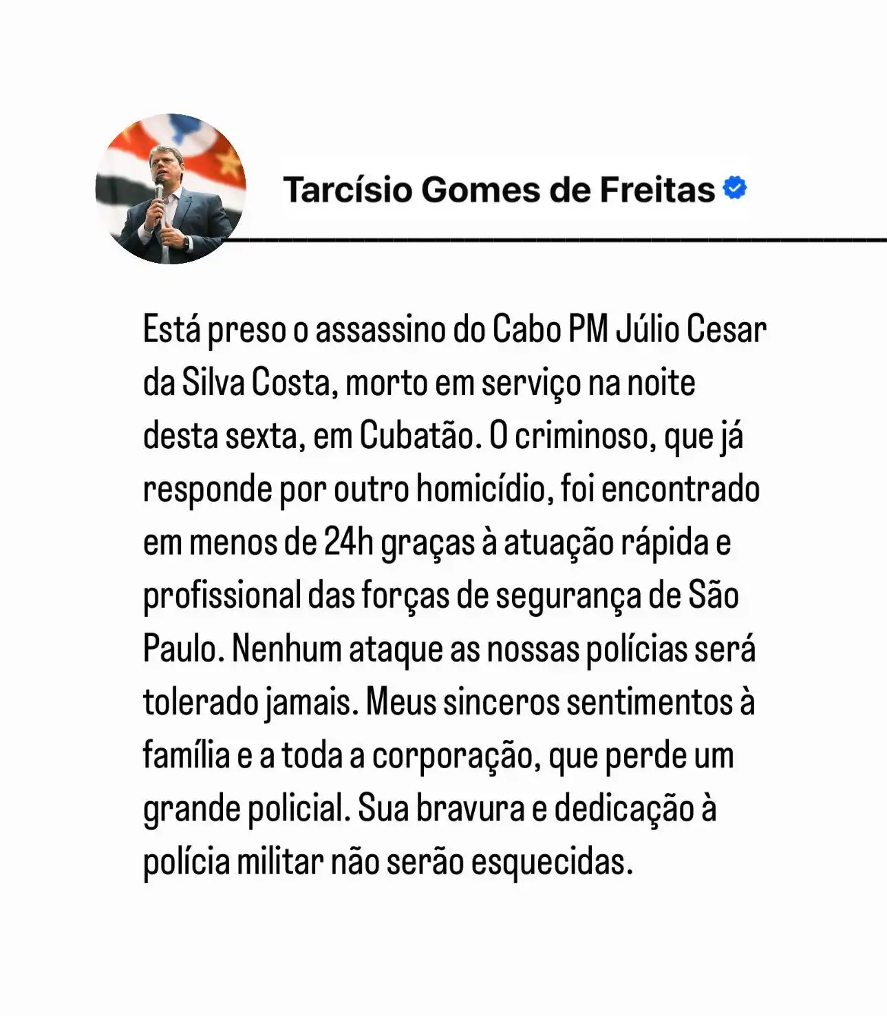 Tarcísio de Freitas post