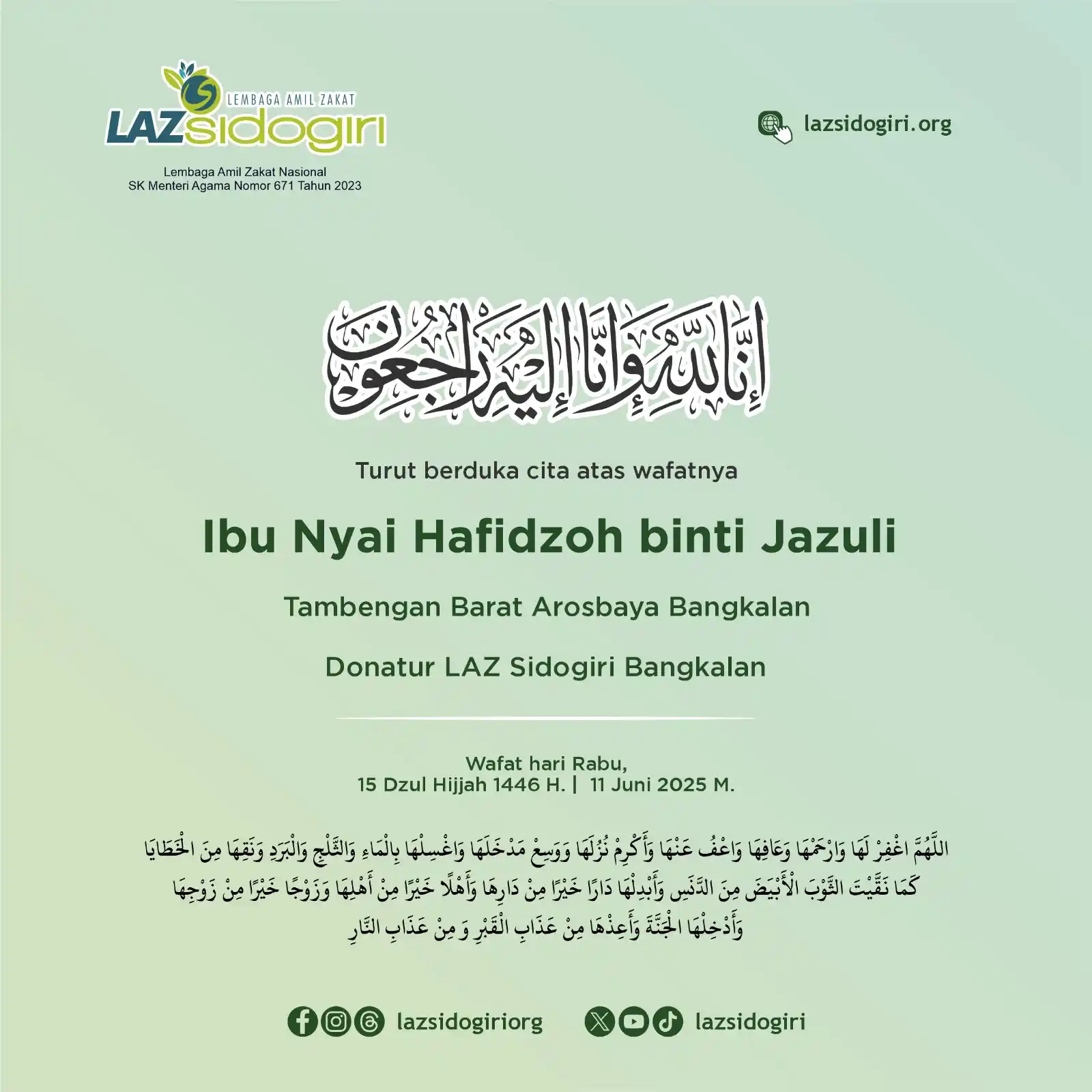Image from LAZ Sidogiri: _Innālillāhi Wainna Ilaihi Rajiūn_ Segenap Pengurus dan Direksi <a cl...