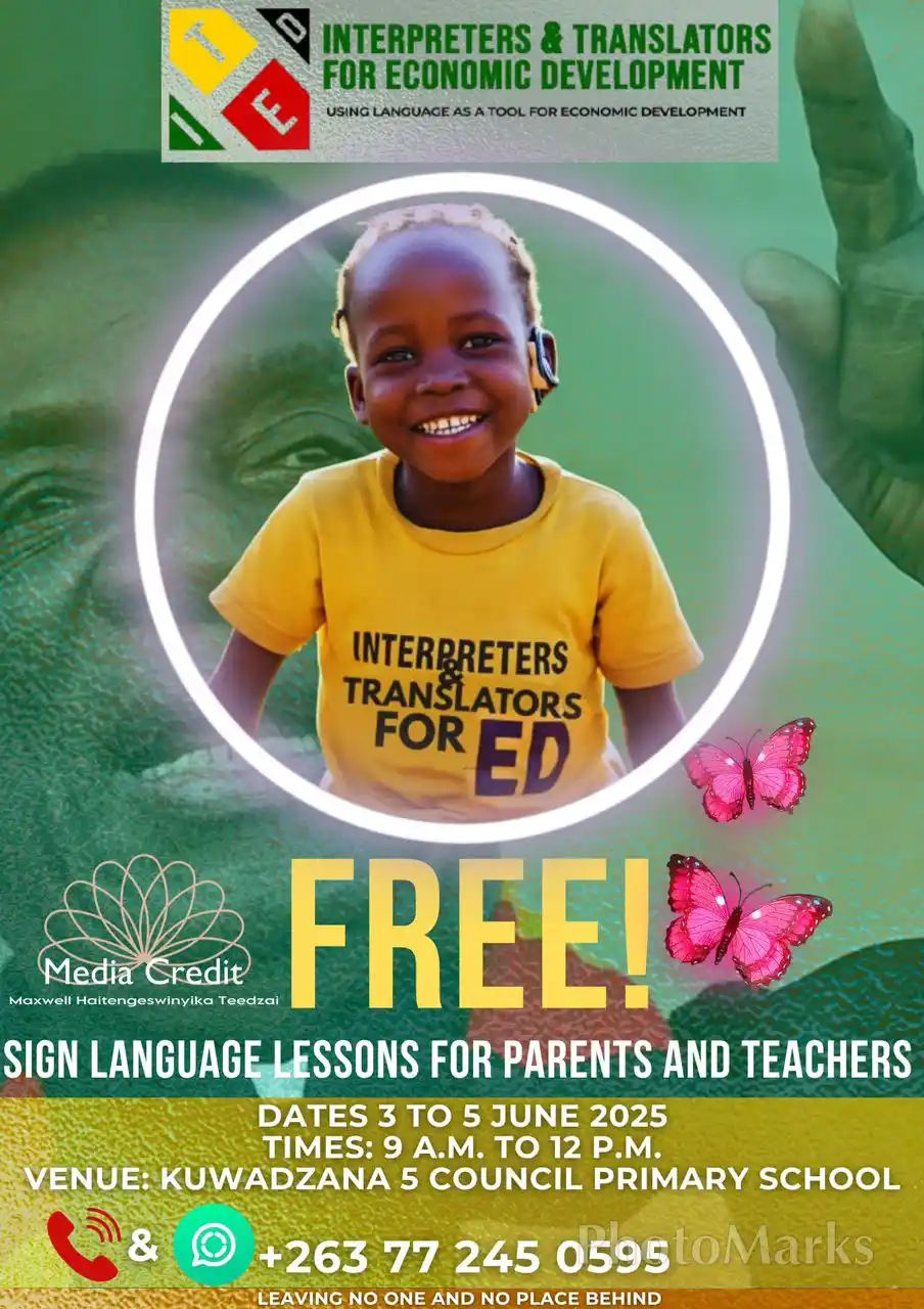 Image from #EDdeals [PresidencyZw parody]: *ited-free-sign-language-training-kuwadzana*  *©️ Manicaland National ...