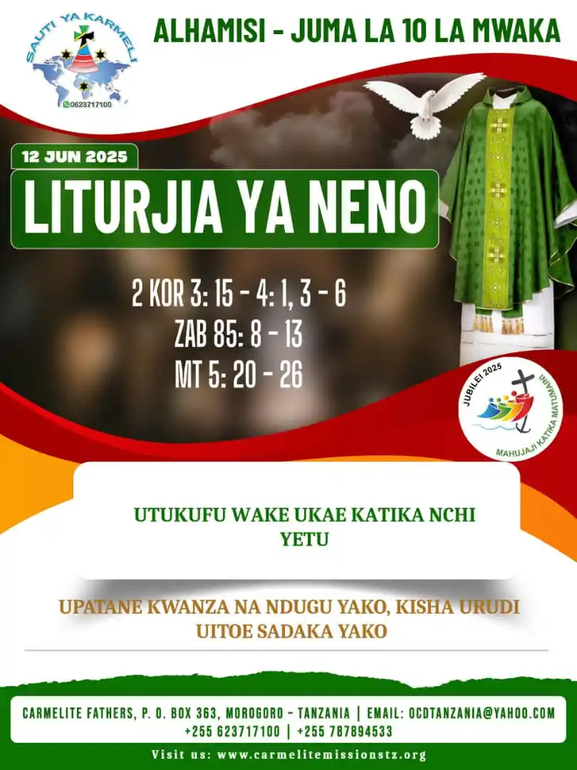 Image from DIVINE RETREAT UPDATES AND PRAYERS: *MASOMO YA MISA, JUNI 12 2025.* *ALHAMISI YA JUMA LA KUMI, KIPINDI CH...