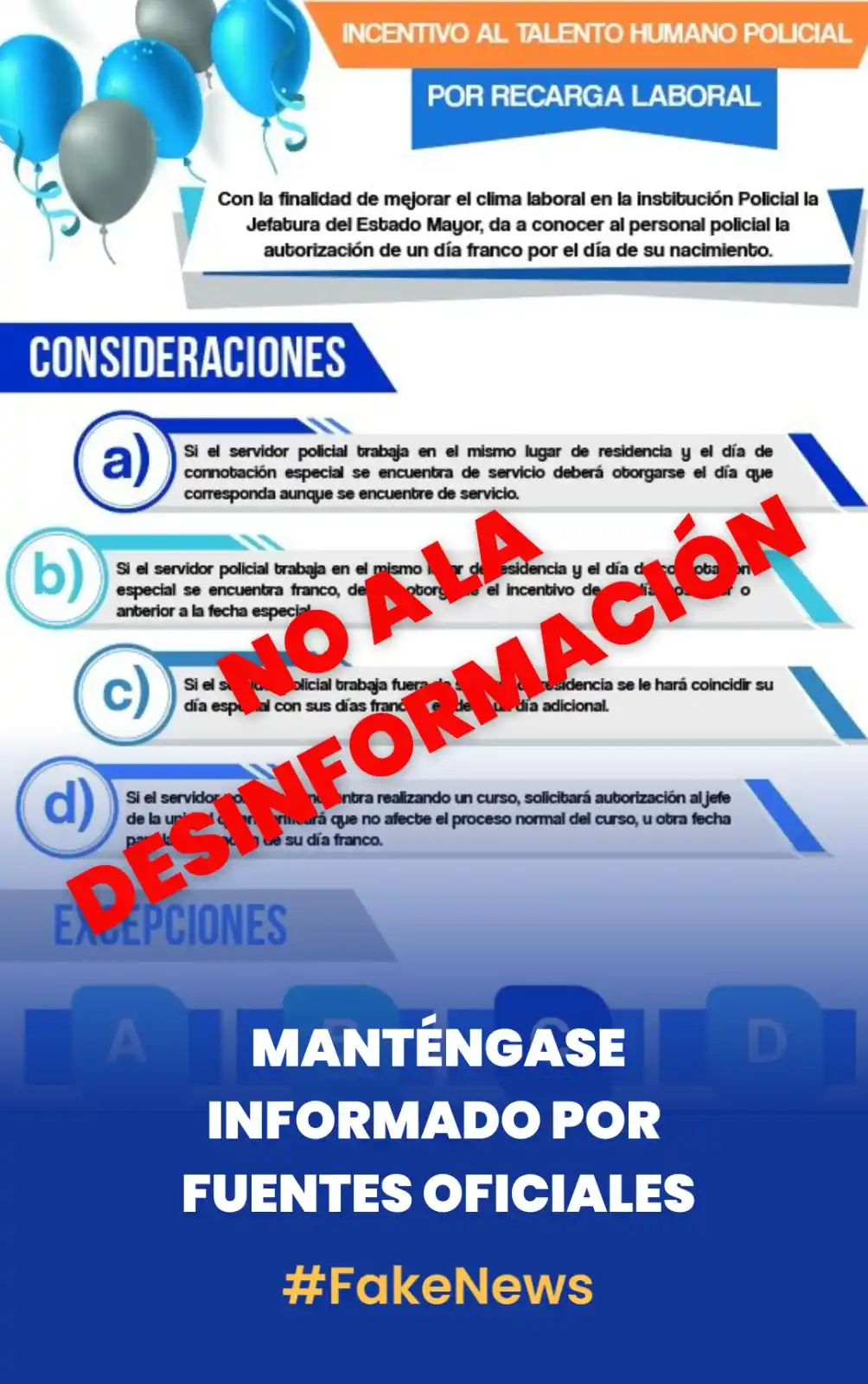 Image from Comunidad 3.01: 🚫 *NO A LA DESINFORMACIÓN* Compañeros policías, les invitamos a info...