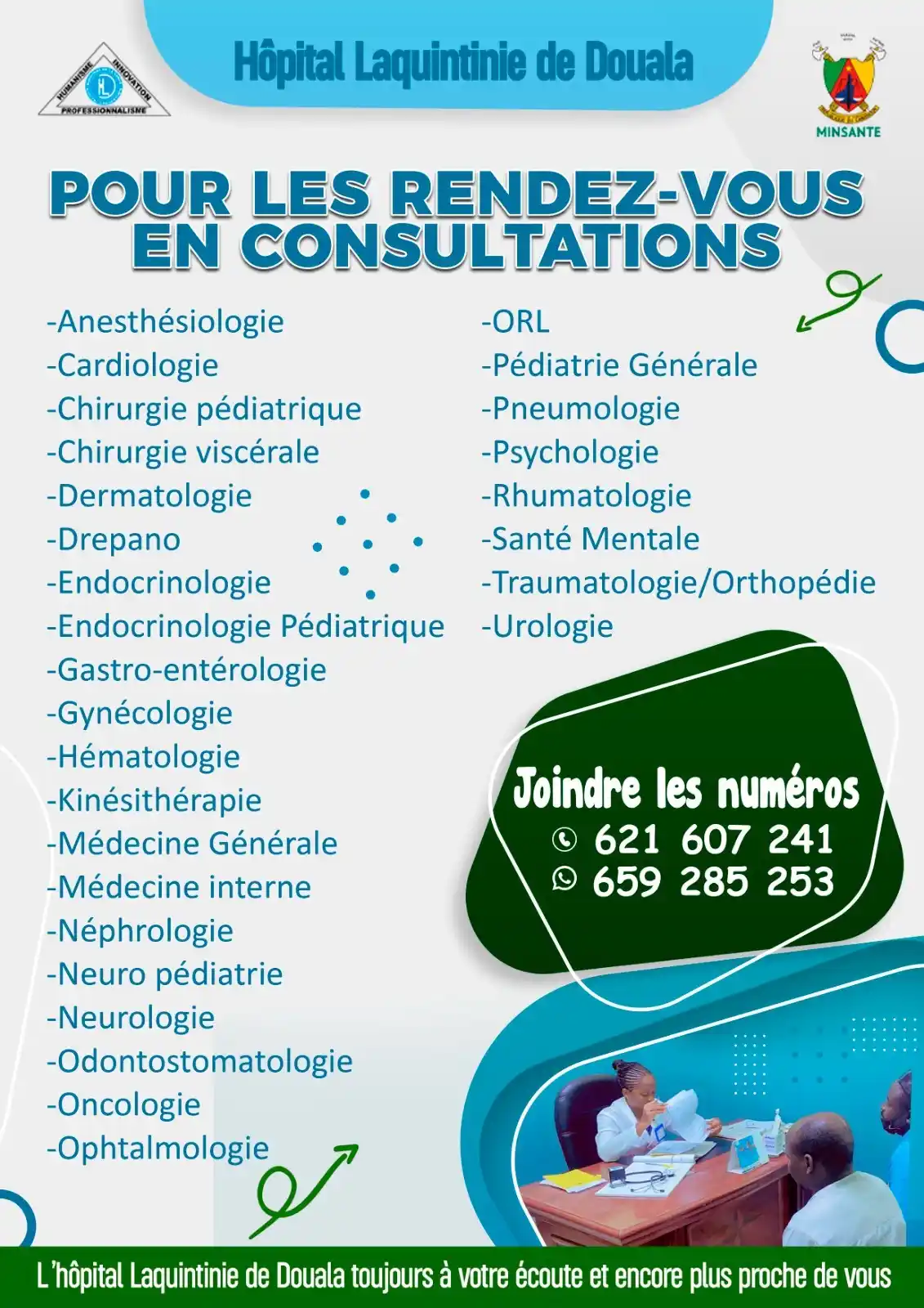 Image from Hôpital Laquintinie de Douala: *🔊⏲️🕰 Pour toutes vos consultations à l'Hôpital Laquintinie, prenez...