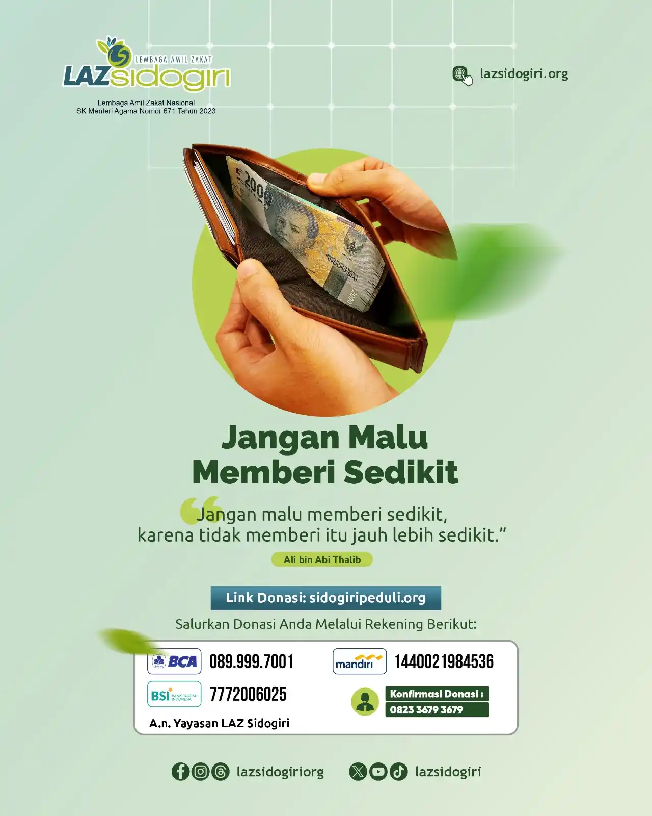 Image from LAZ Sidogiri: Sahabat, Jangan malu memberi sedikit. Terkadang, yang sedikit itulah y...