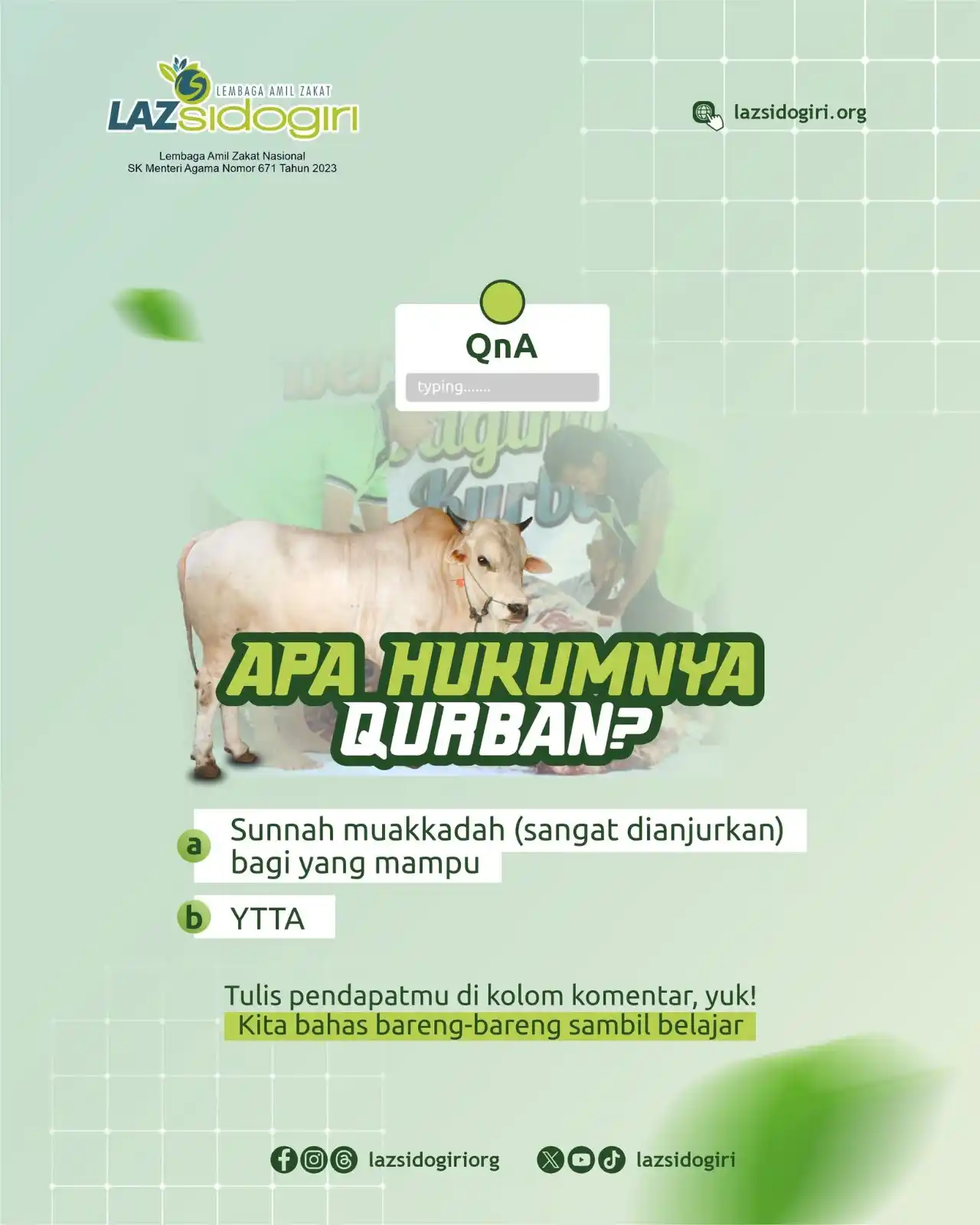 Image from LAZ Sidogiri: Sahabat, tahukah Anda? Qurban adalah sunnah muakkadah, sangat dianjurk...