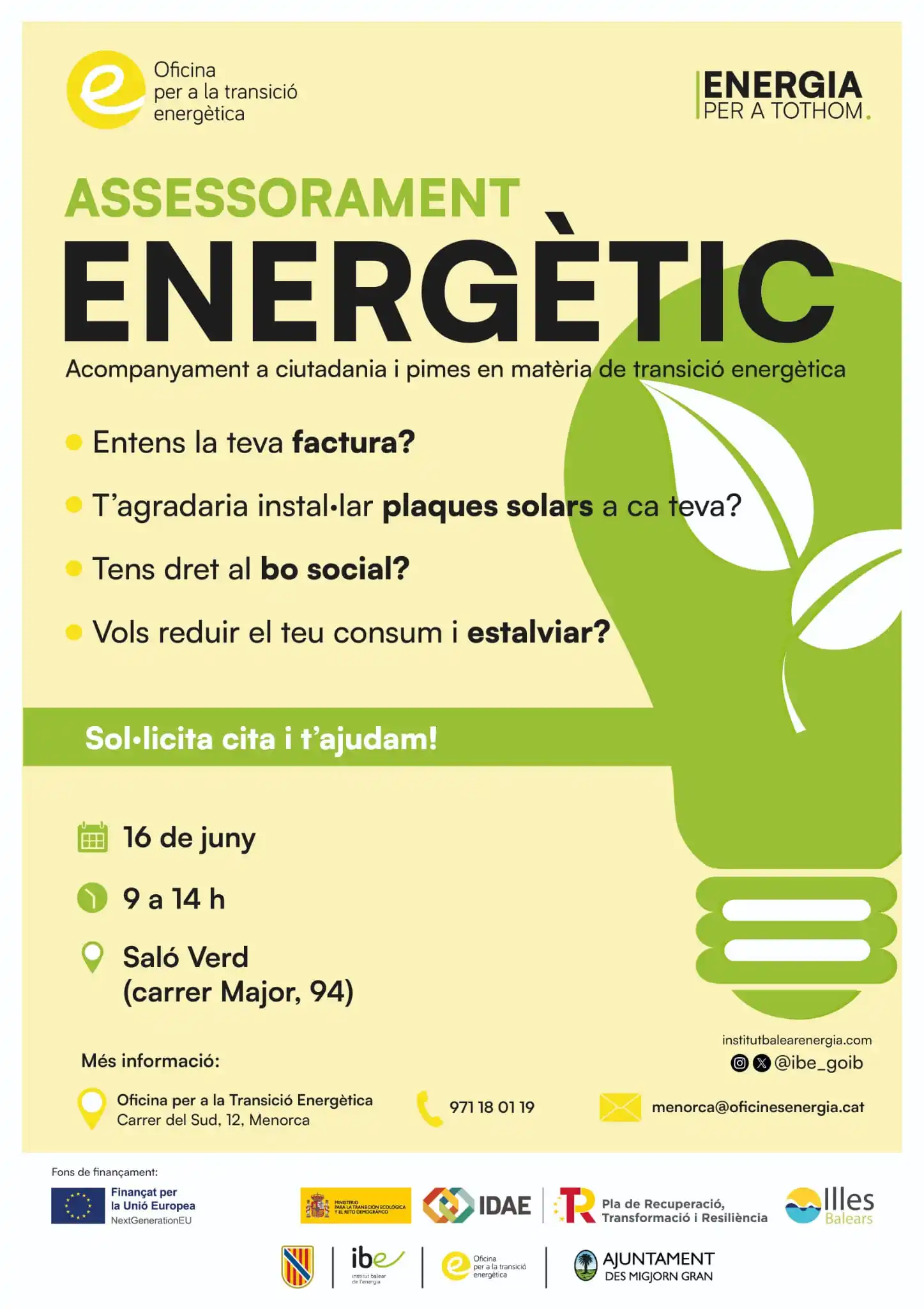 Image from Ajuntament des Migjorn Gran: 🧐 Saps quant et cobren per la teva factura elèctrica o quina és la mi...