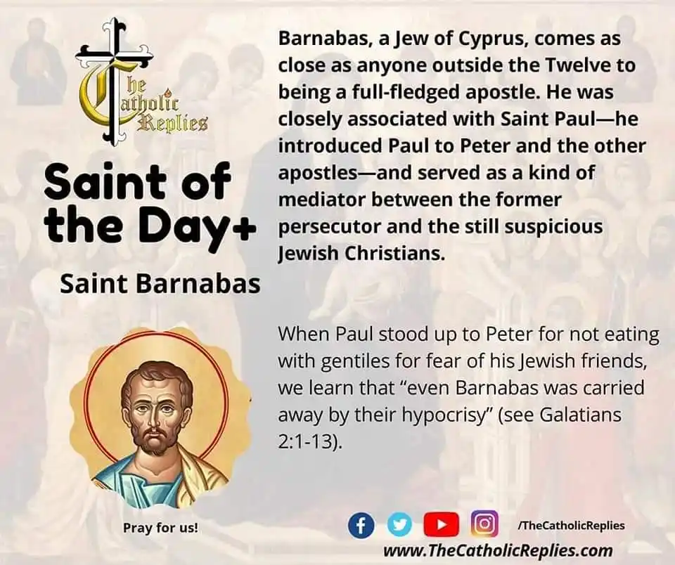 Image from DIVINE RETREAT UPDATES AND PRAYERS: St. Barnabas, originally named Joseph, was a Jewish man from Cyprus wh...