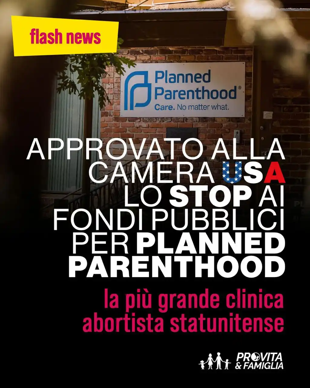 Image from Pro Vita & Famiglia : 🚨 STOP AI FONDI PER PLANNED PARENTHOOD! Ieri, 22 maggio la Camera US...