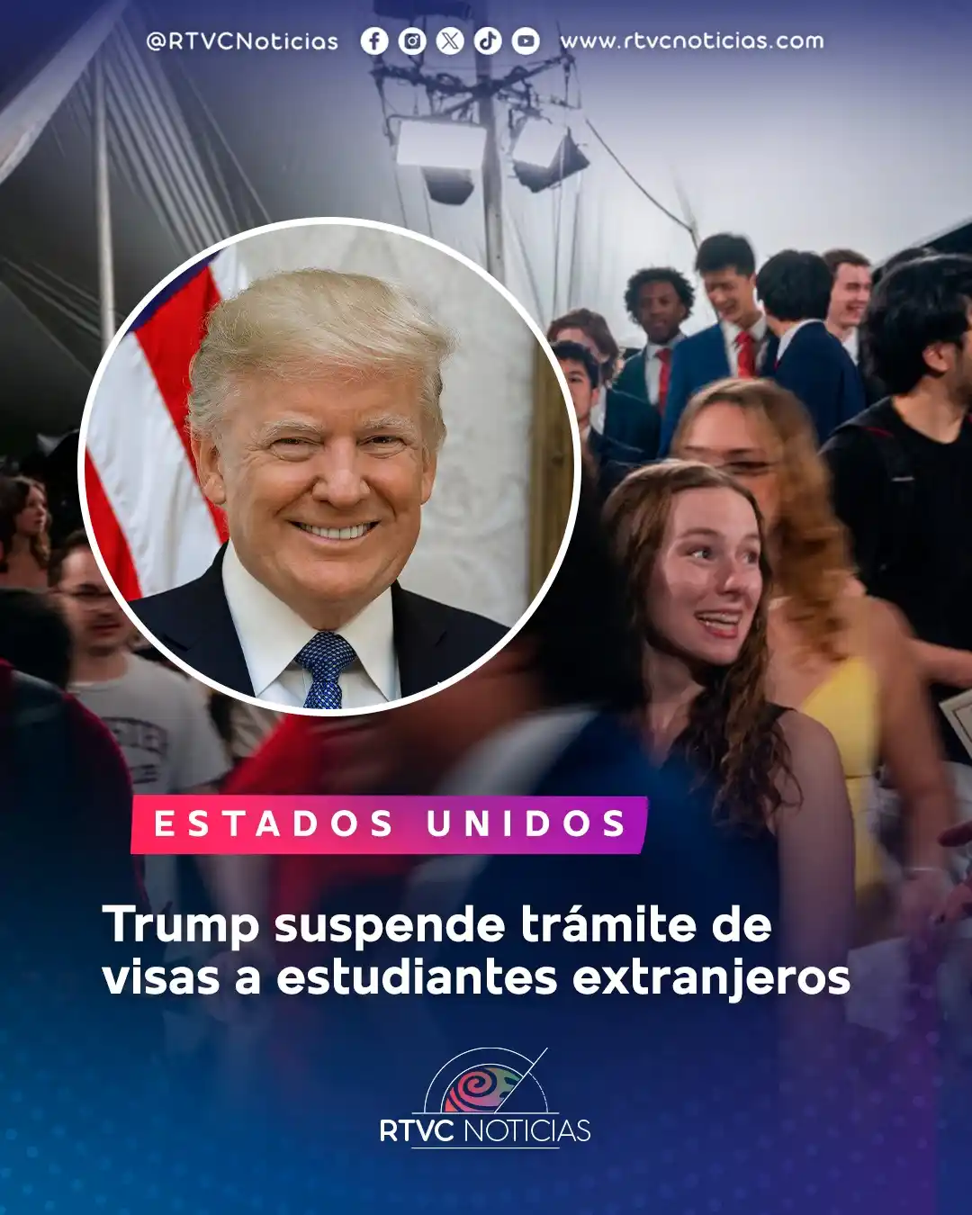 Image from RTVC Noticias 🇨🇴: 🇺🇸✈️Estudiantes estadounidenses y extranjeros expresaron su preocupa...