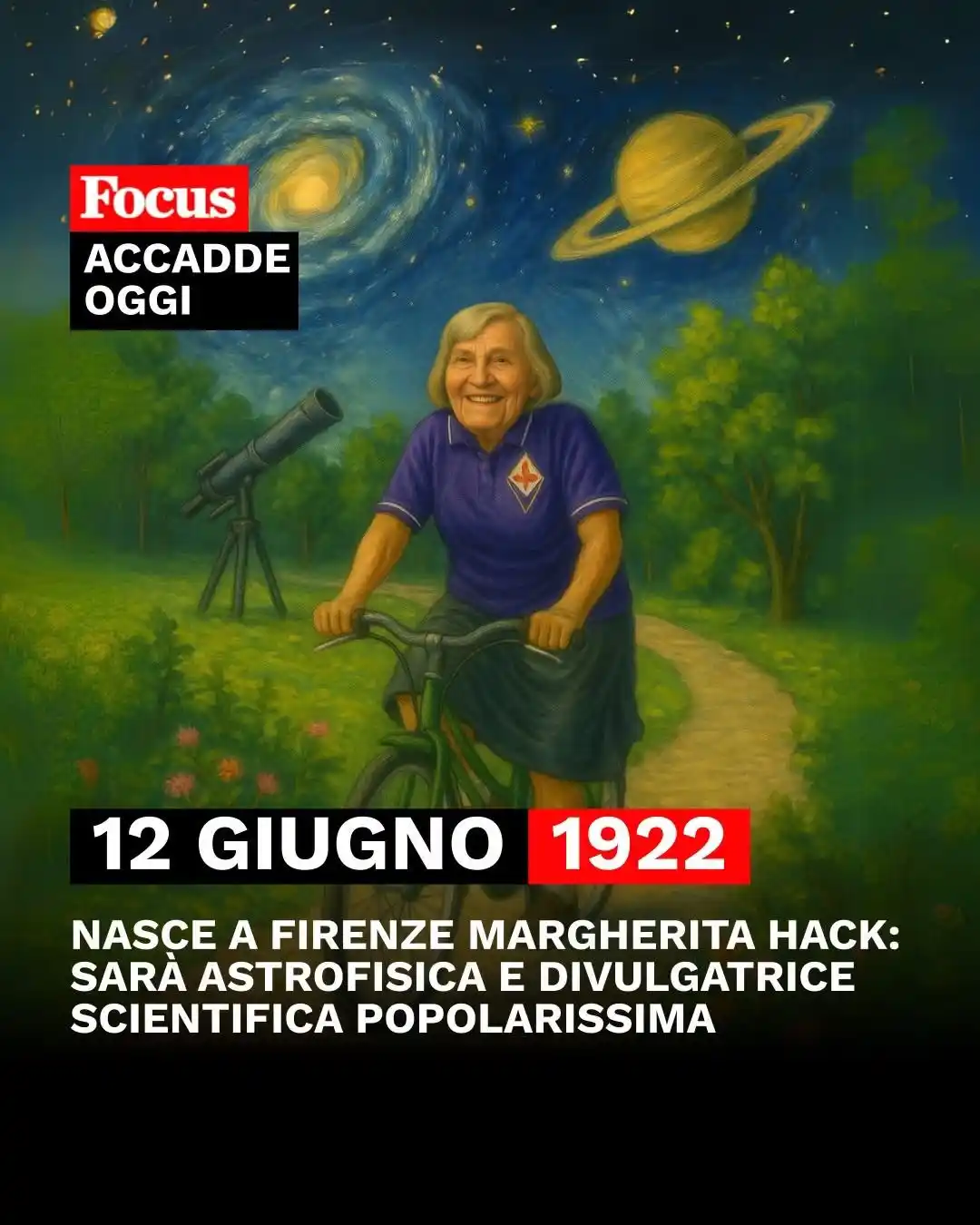 Image from Focus: 🔭 AccaddeOggi | 12 giugno 1922 Nasce a Firenze Margherita Hack, la Si...