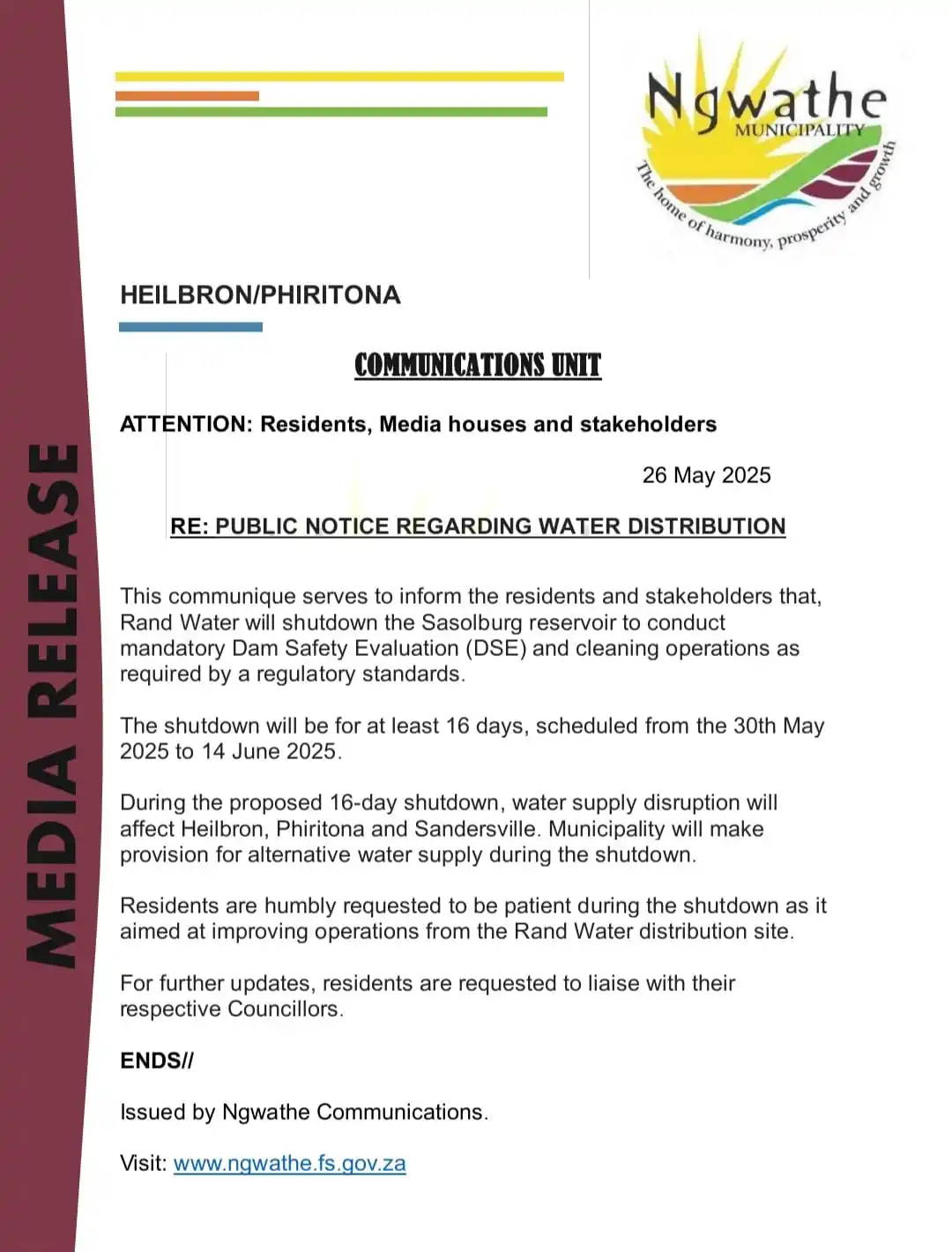 NGWATHE LOCAL MUNICIPALITY. post