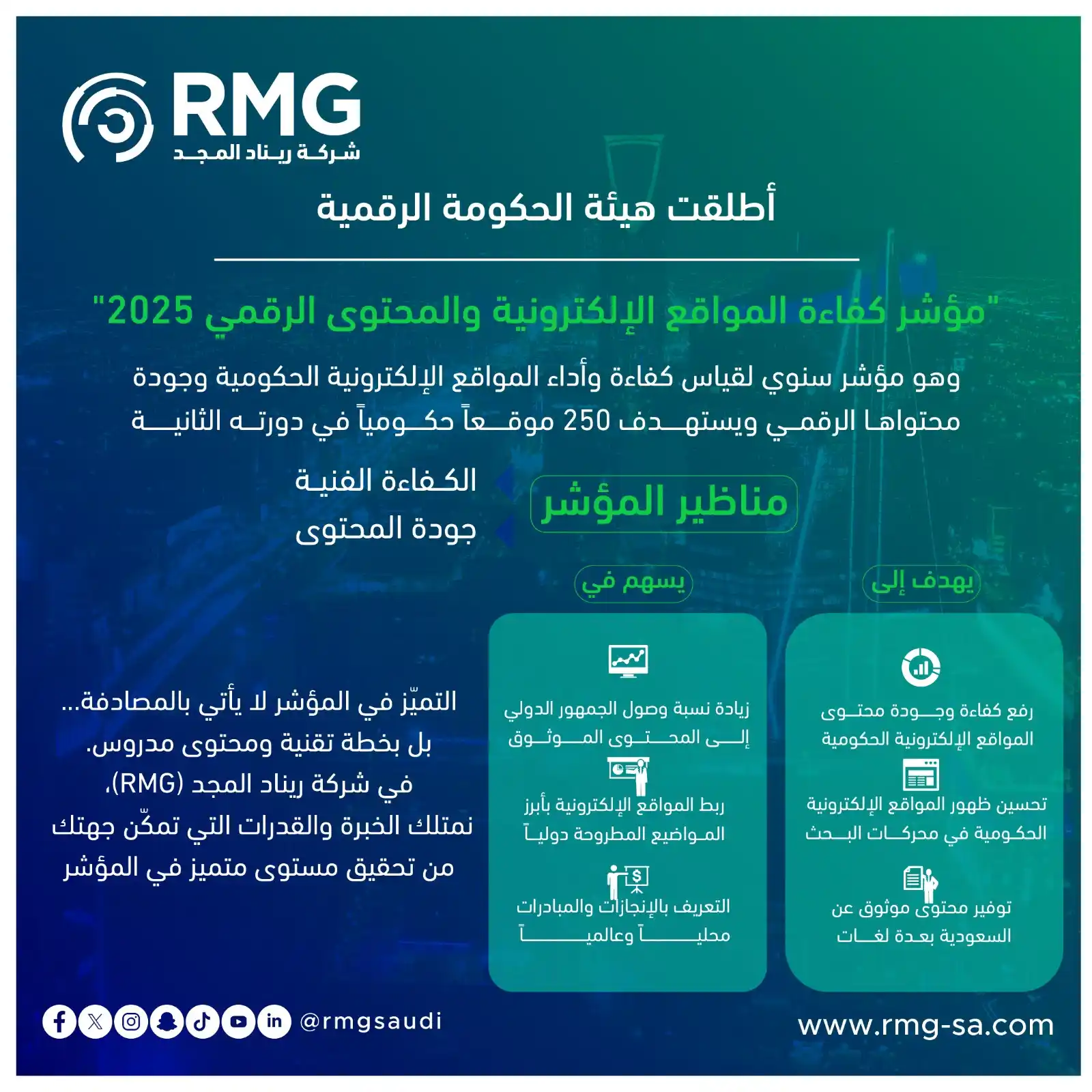 Image from ريناد المجد لتقنية المعلومات - RMG: 🎯 هل موقعك الإلكتروني يعكس كفاءة مؤسستك الرقمية؟ في ظل التحول الرقمي...