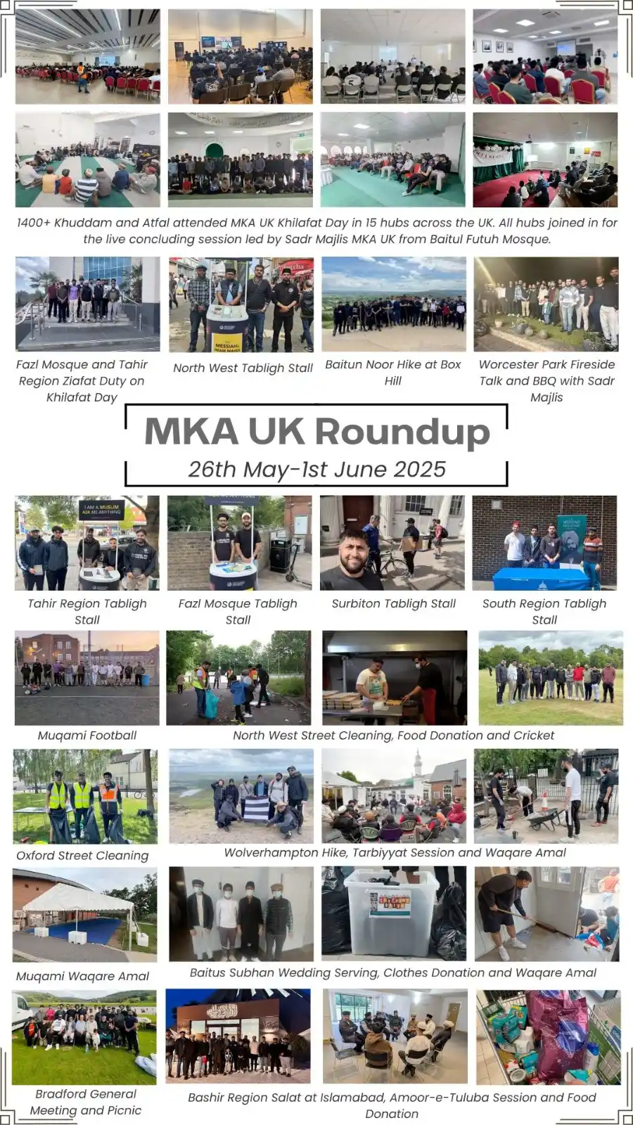 Image from MKA UK: *MKA UK Roundup* _(26 May-1 June 2025)_ - MKA UK Khilafat Day - Tabl...