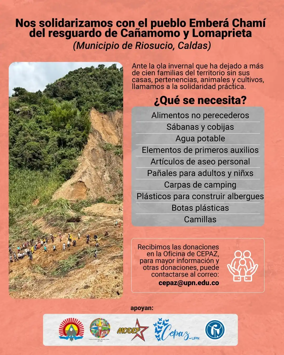 Image from Universidad Pedagógica Nacional Institucional: 🚨 *Nos solidarizamos con el pueblo Emberá Chami del resguardo de Caña...