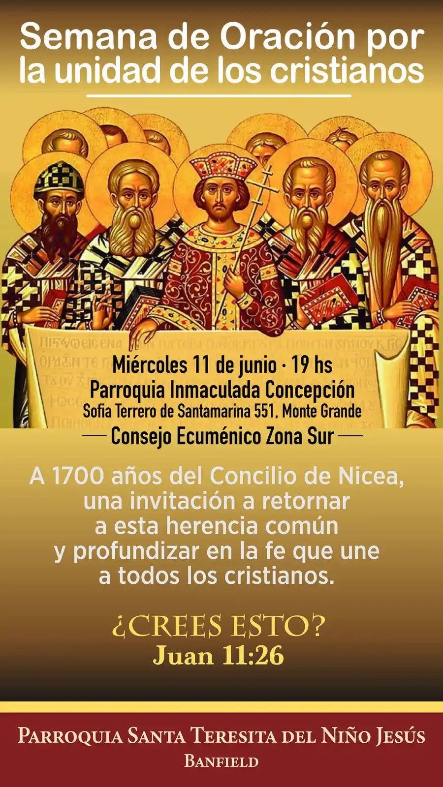 Image from Parroquia Santa Teresita Banfield Argentina: SEMANA DE ORACION POR LA UNIDAD DE LOS CRISTIANOS A 1700 años del *Co...