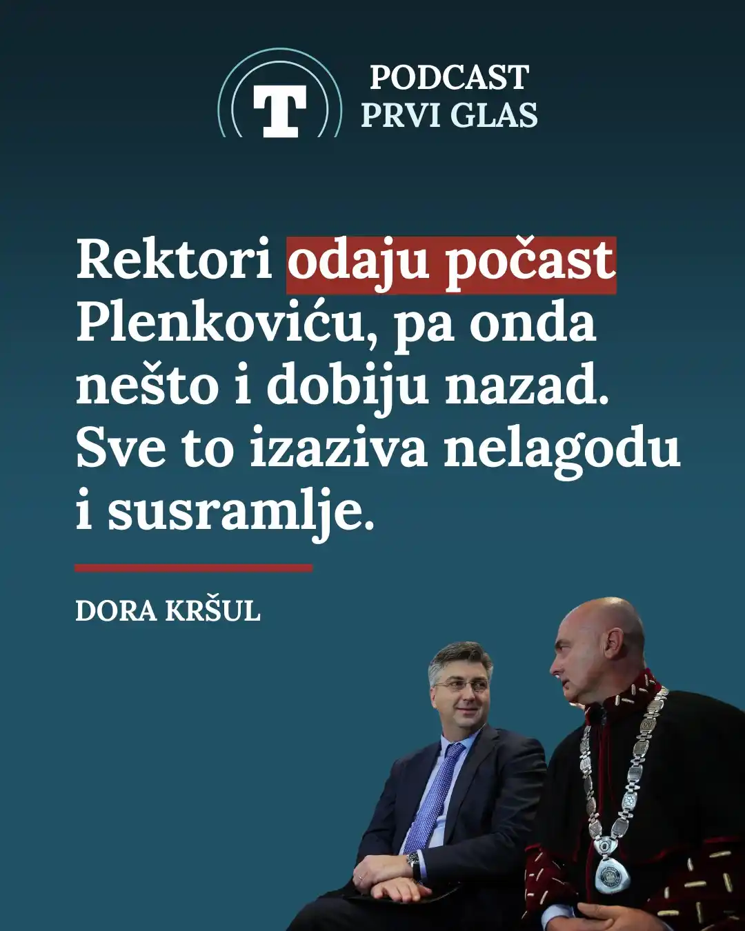 Image from Telegram.hr: Telegramova autorica Dora Kršul u podcastu Prvi glas komentirala je na...