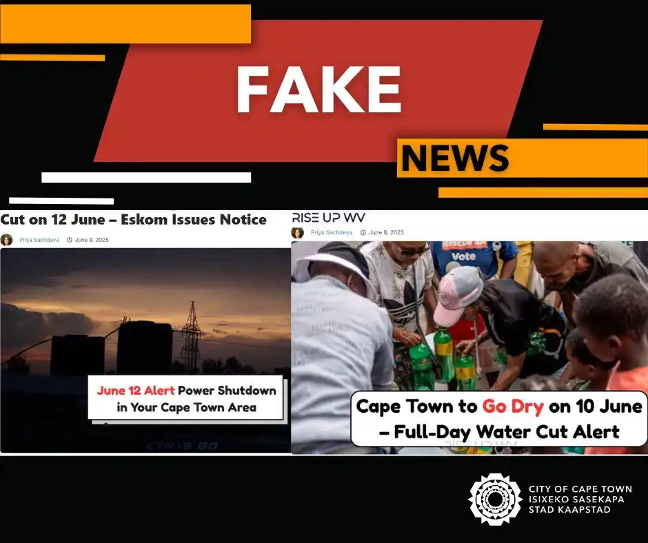 Image from City of Cape Town: The City is aware of fake news being circulated about electricity and ...