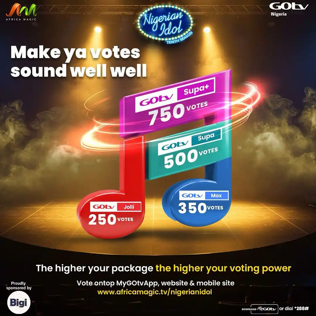 Image from GOtv Nigeria: The higher your package, the more votes you get so choose wisely and m...