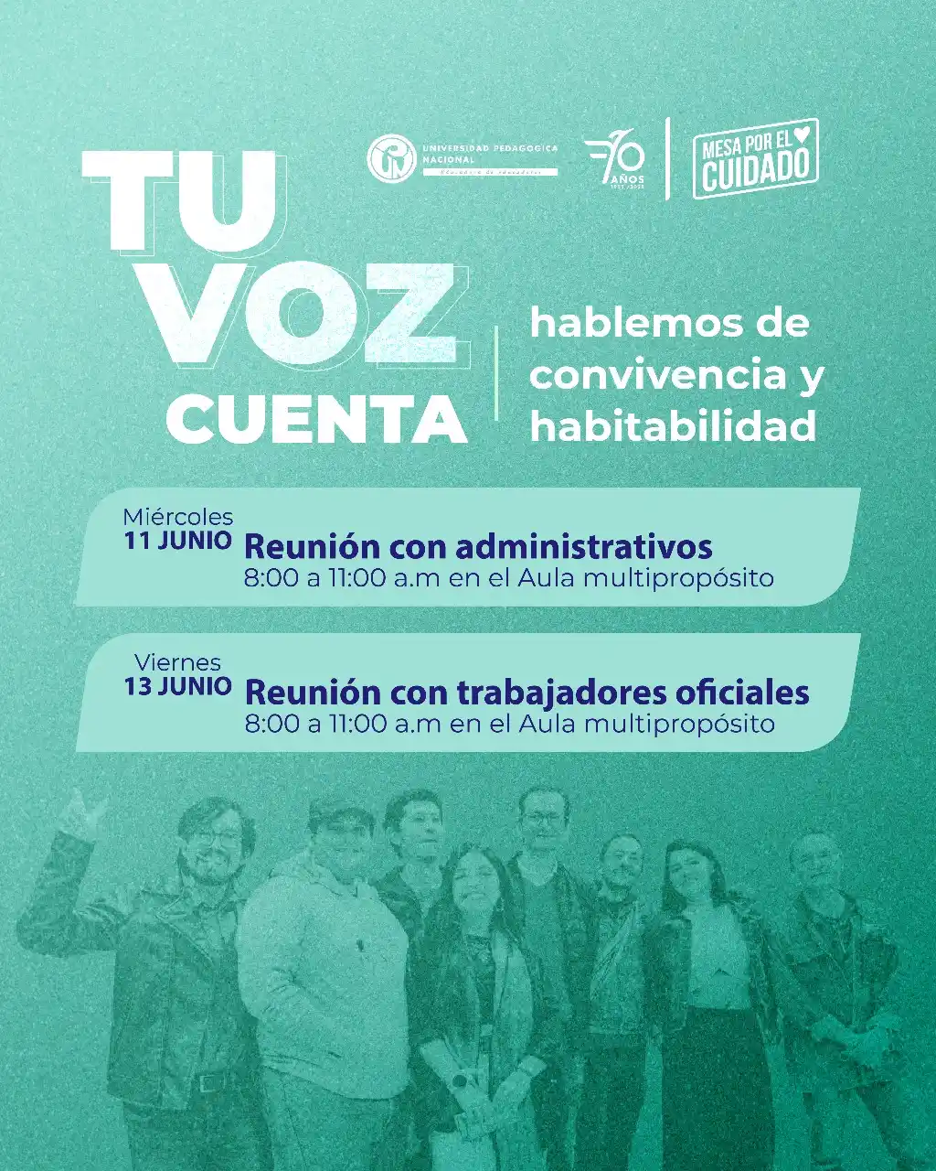 Image from Universidad Pedagógica Nacional Institucional: 🗣️ *¡Tu voz cuenta!*🗣️ ☝🏻 Si eres administrativo(a) o trabajador(a...