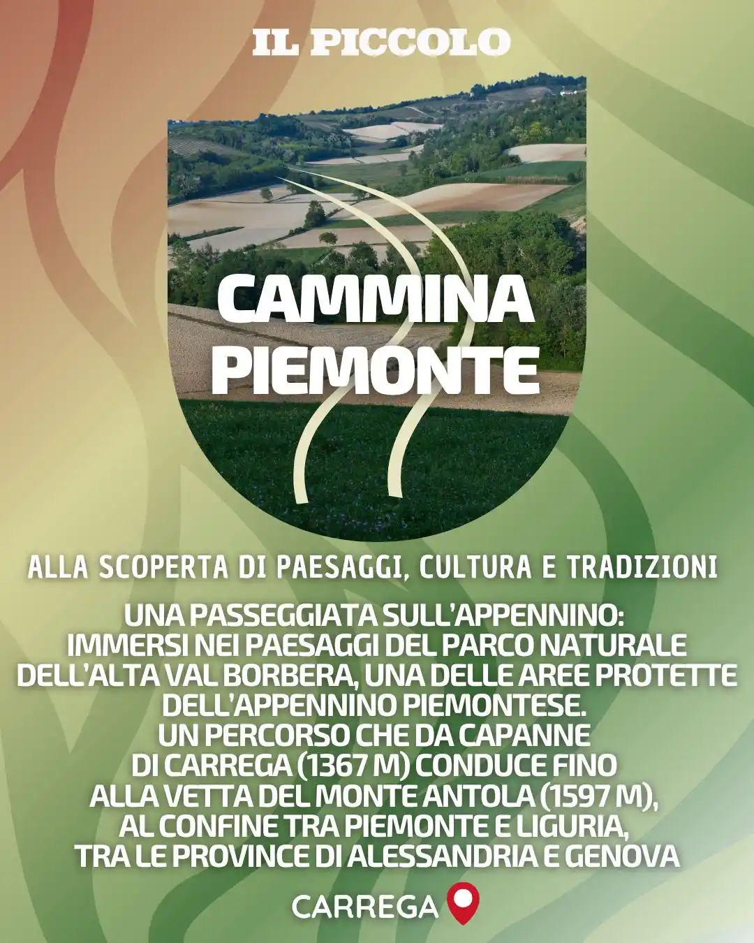 Image from Il Piccolo di Alessandria: Un sentiero tra boschi, confini regionali e panorami che arrivano fino...