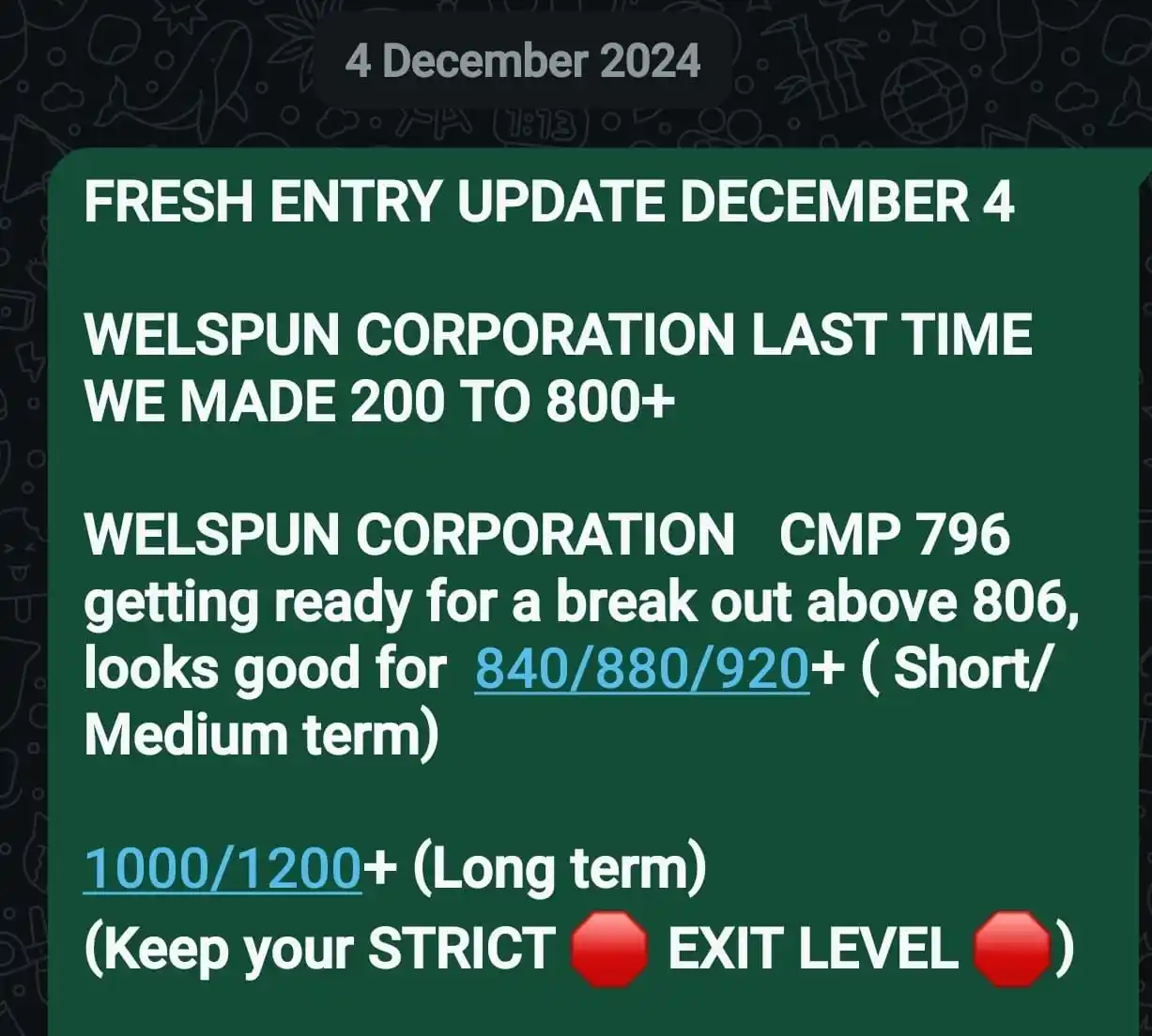 Image from Aju Ajeesh: WELSPUN CORPORATION Re entry from December  931 today, medium term bas...