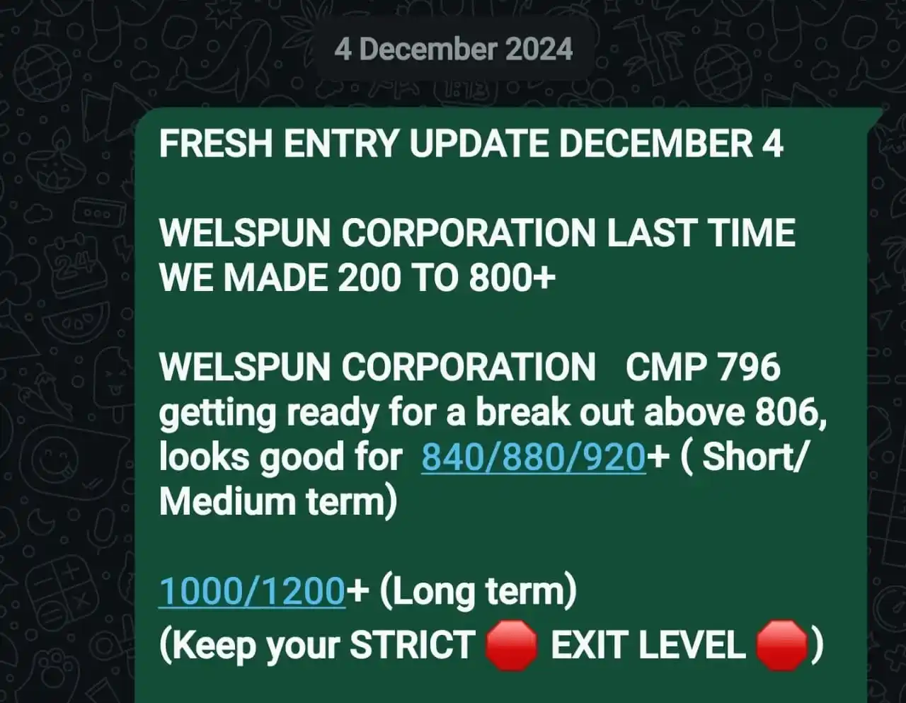 Image from Aju Ajeesh: WELSPUN NEW ATH, just missed first long term target 200➡️994...