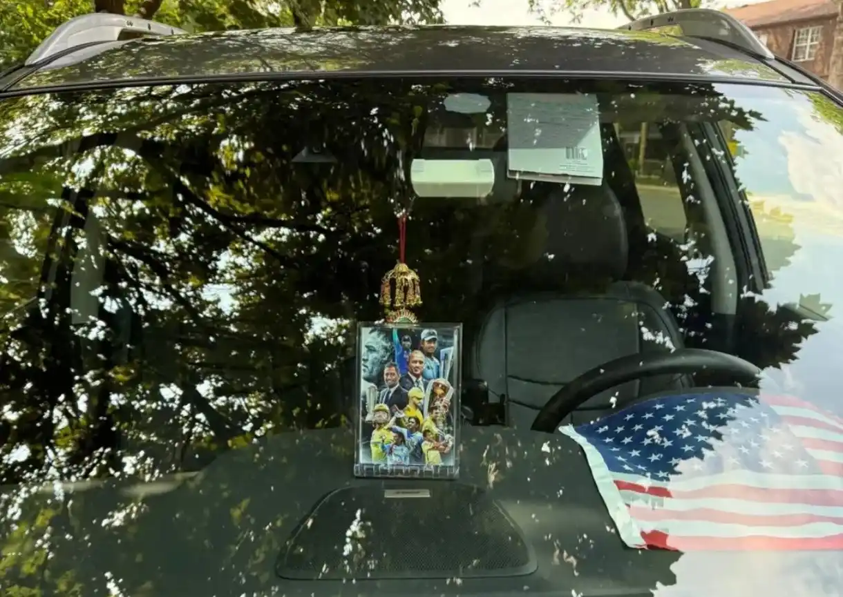 Image from Cricadium🏏: A Hardcore MS Dhoni fan's Car in USA 💛  <a class="text-blue-500 hover...