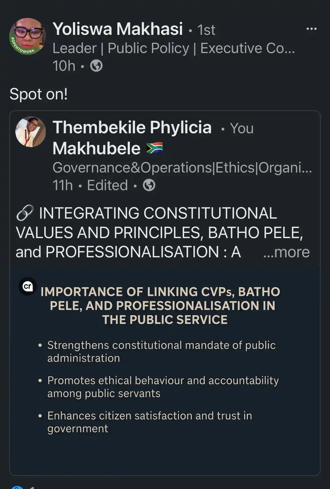 Image from ARE WE TRANSFORMING? with Thembekile Phylicia Makhubele : A nod form the former DG of DPSA...