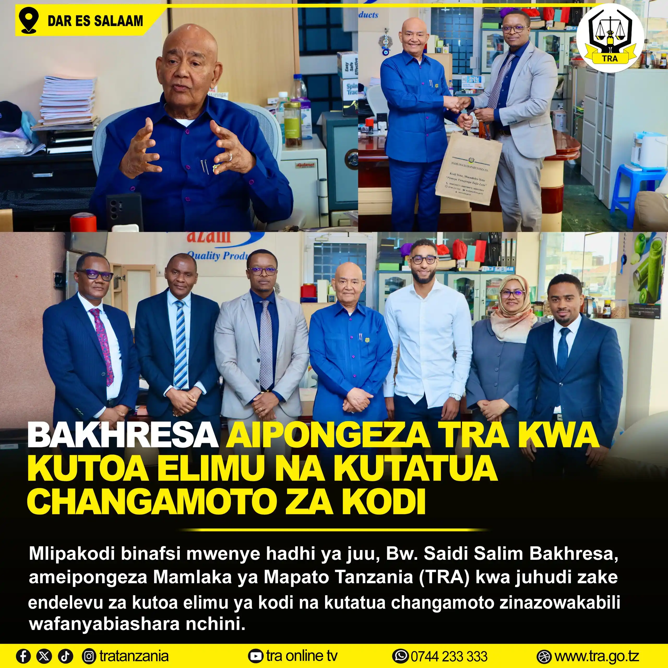 Image from TRA TANZANIA: BAKHRESA AIPONGEZA TRA KWA KUTOA ELIMU NA KUTATUA CHANGAMOTO ZA KODI ...