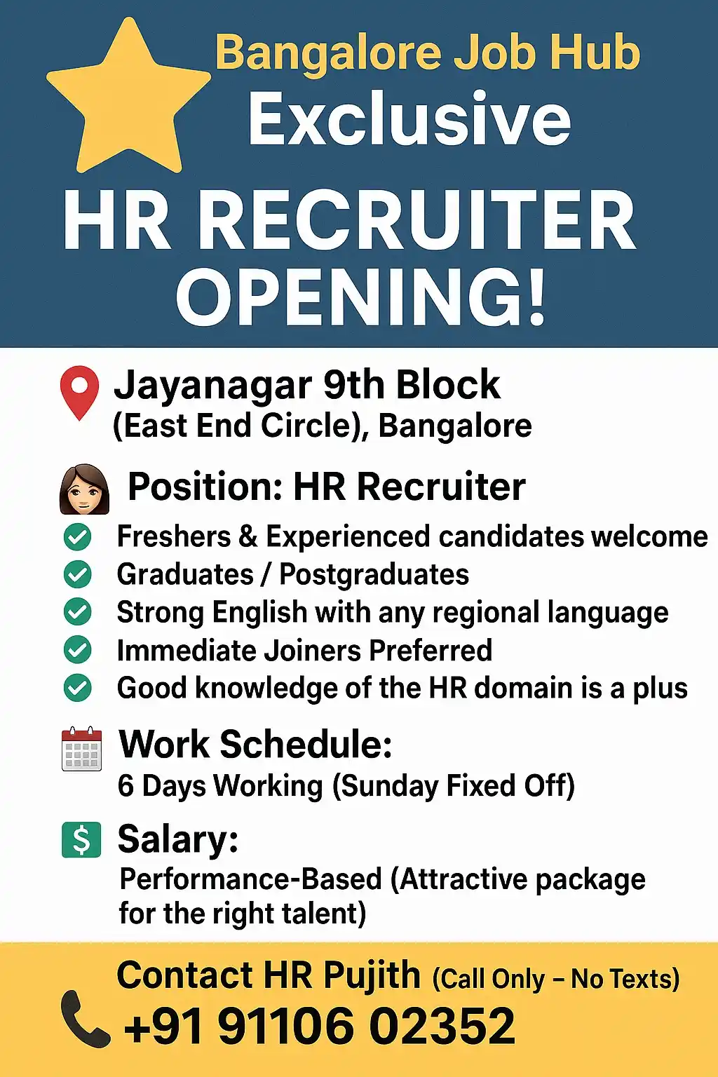 Image from Bangalore Job Hub💥 (BPO Job Placement) Jobs In Bangalore Jayanagar 9th Block Bengaluru ☑️☑️: 🌟 Become the Voice Behind Life-Changing Careers – Join Us as an HR Re...