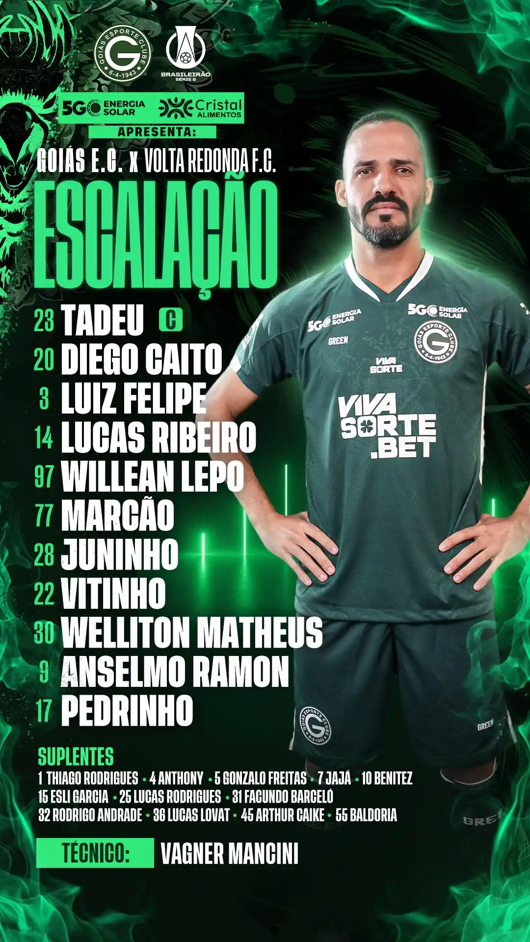Image from Goiás Oficial : É o time do amor escalado! 🫶🏼 Acesse vivasorte.bet.br e faça sua fe...