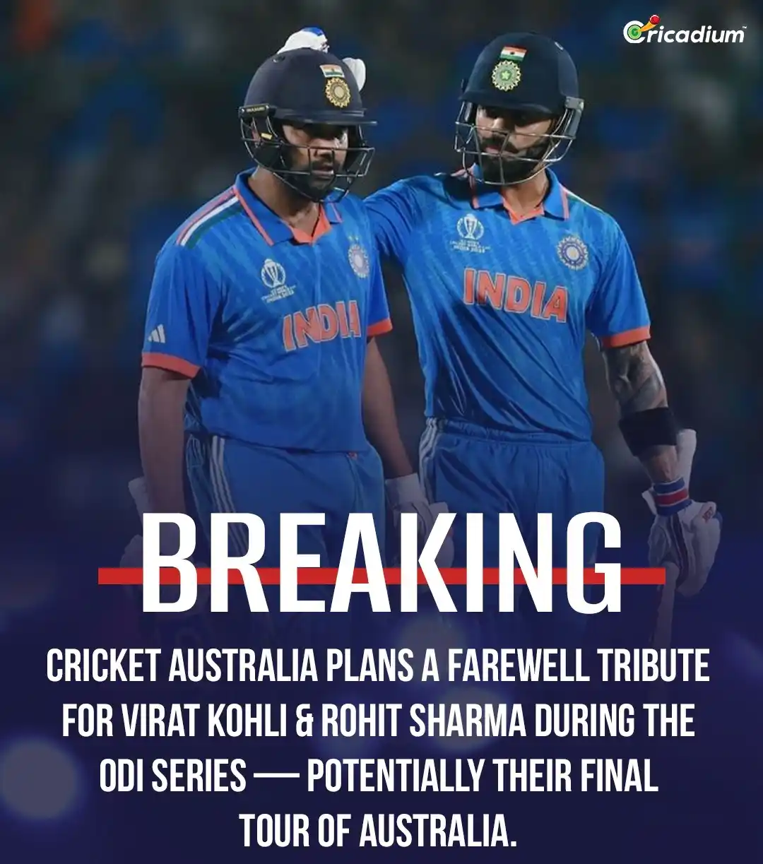 Image from Cricadium🏏: End of an era down under 🇮🇳🇦🇺 Cricket Australia plans a farewell t...