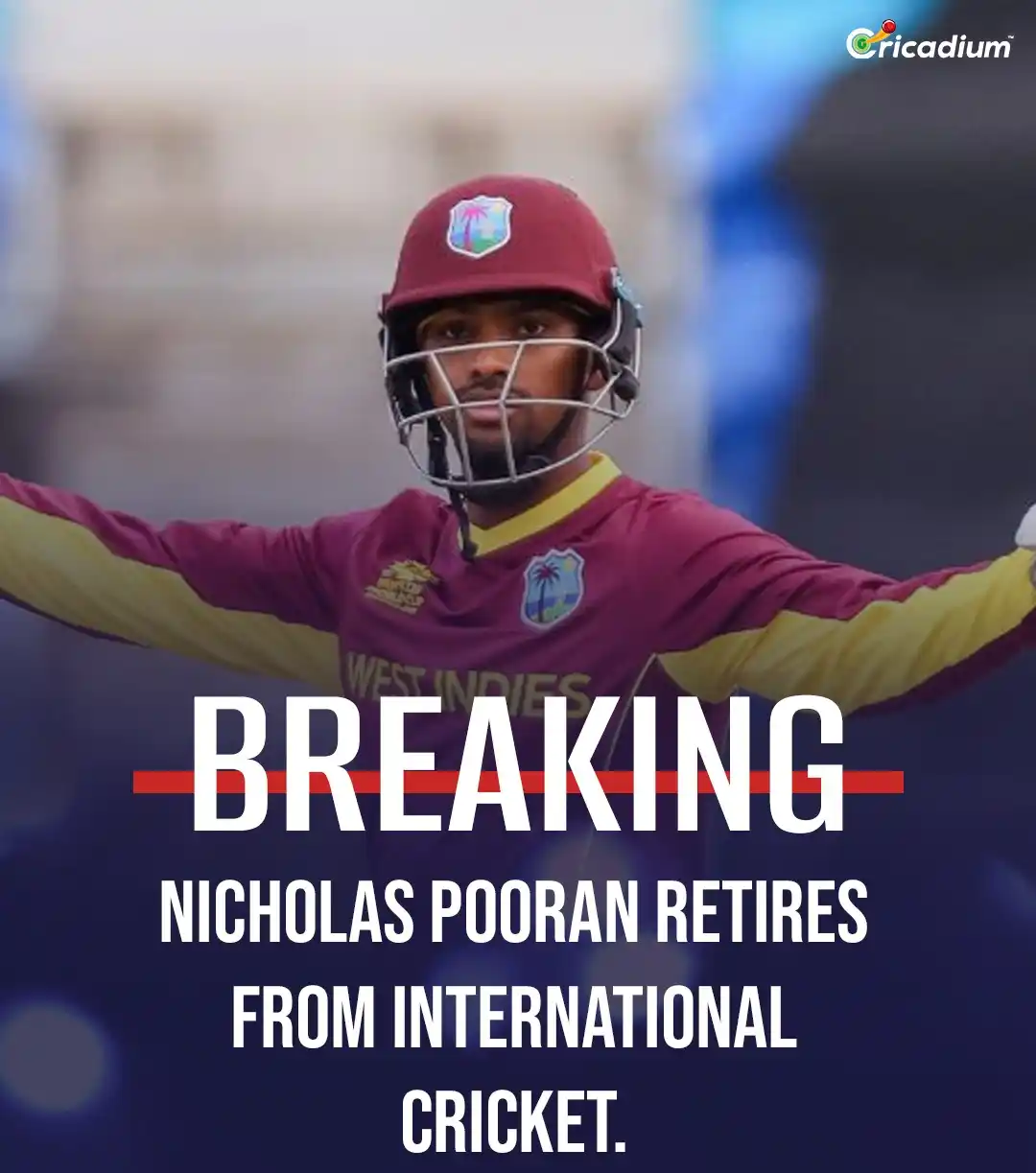 Image from Cricadium🏏: End of an era 🇮🇳💔 Nicholas Pooran, West Indies' top T20I run-scorer...