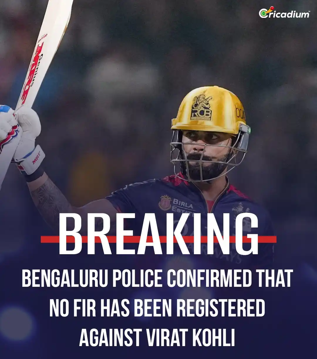 Image from Cricadium🏏: FALSE ALARMS CLEARED 🚨 Bengaluru Police confirm: No FIR against Virat...