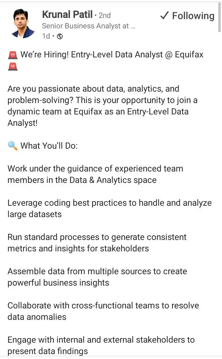Image from Data Commence ✅: Freshers hiring for data analyst https://www.linkedin.com/posts/kruna...
